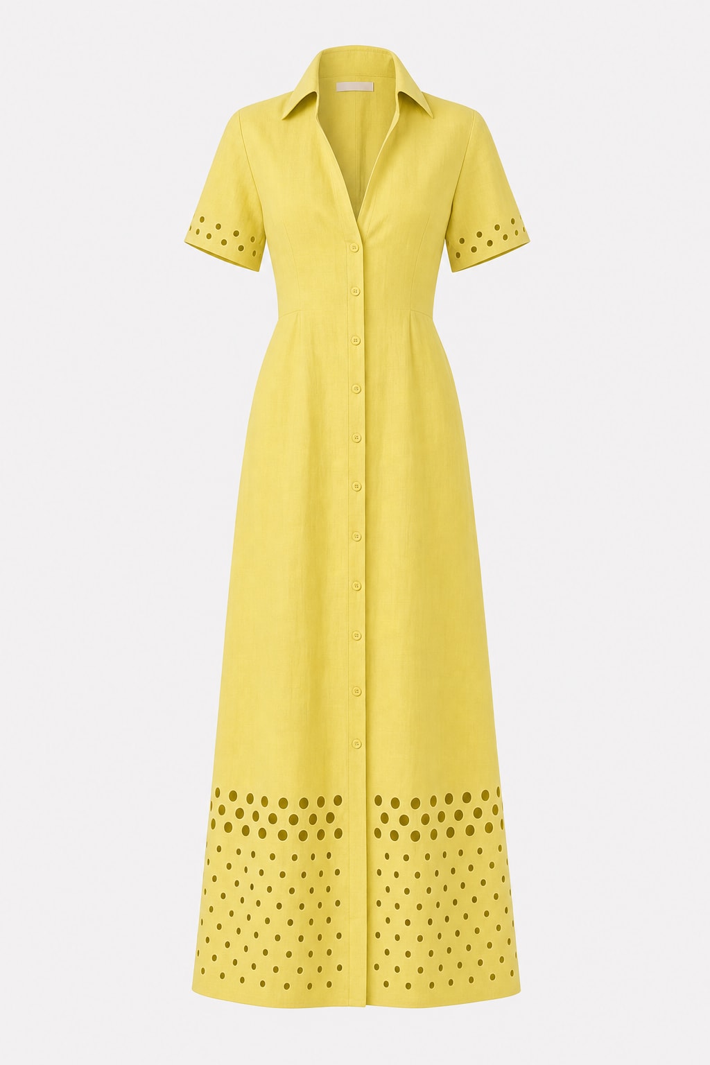 Elegant Linen Blend Maxi Dress with Split-Front Design - 1