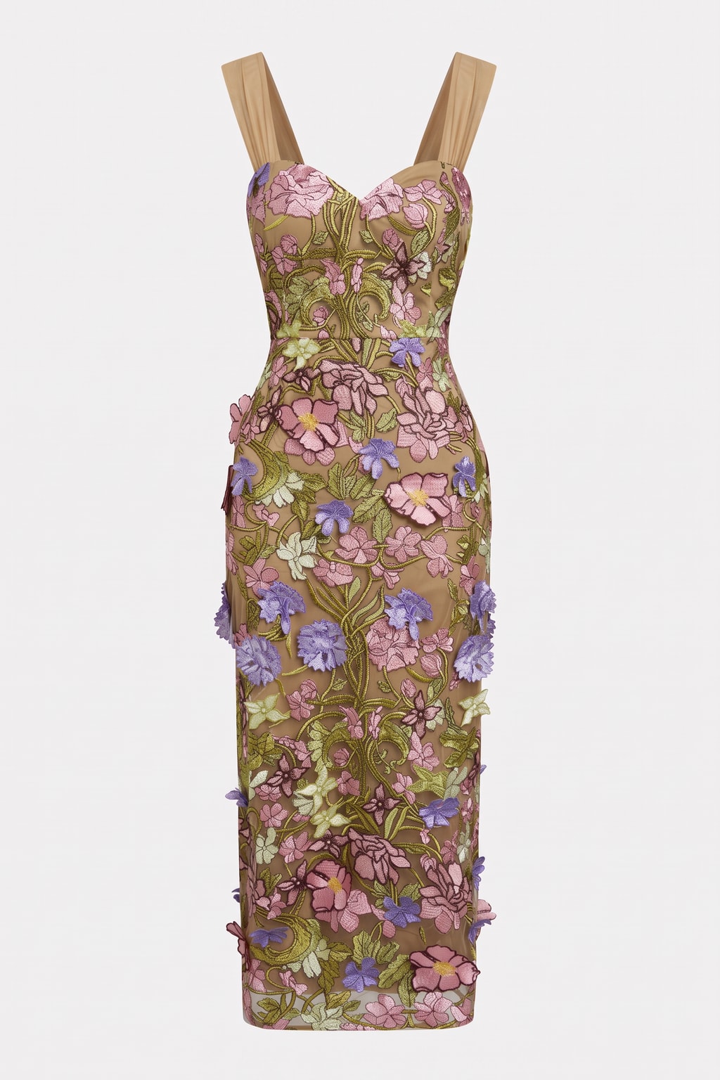 Lace Maxi Dress With Floral Applique - 1