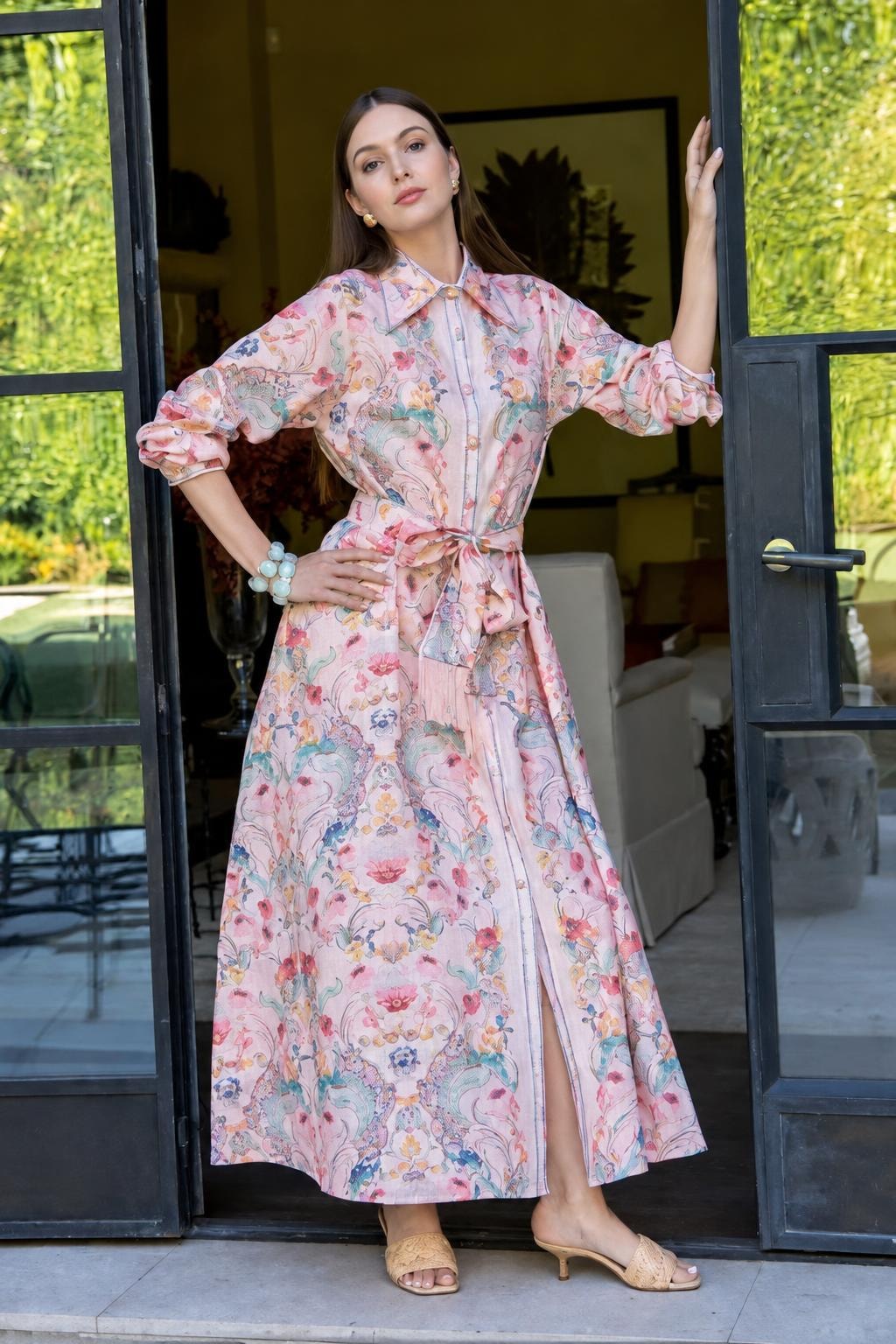 Cotton Linen Floral Dress - 2