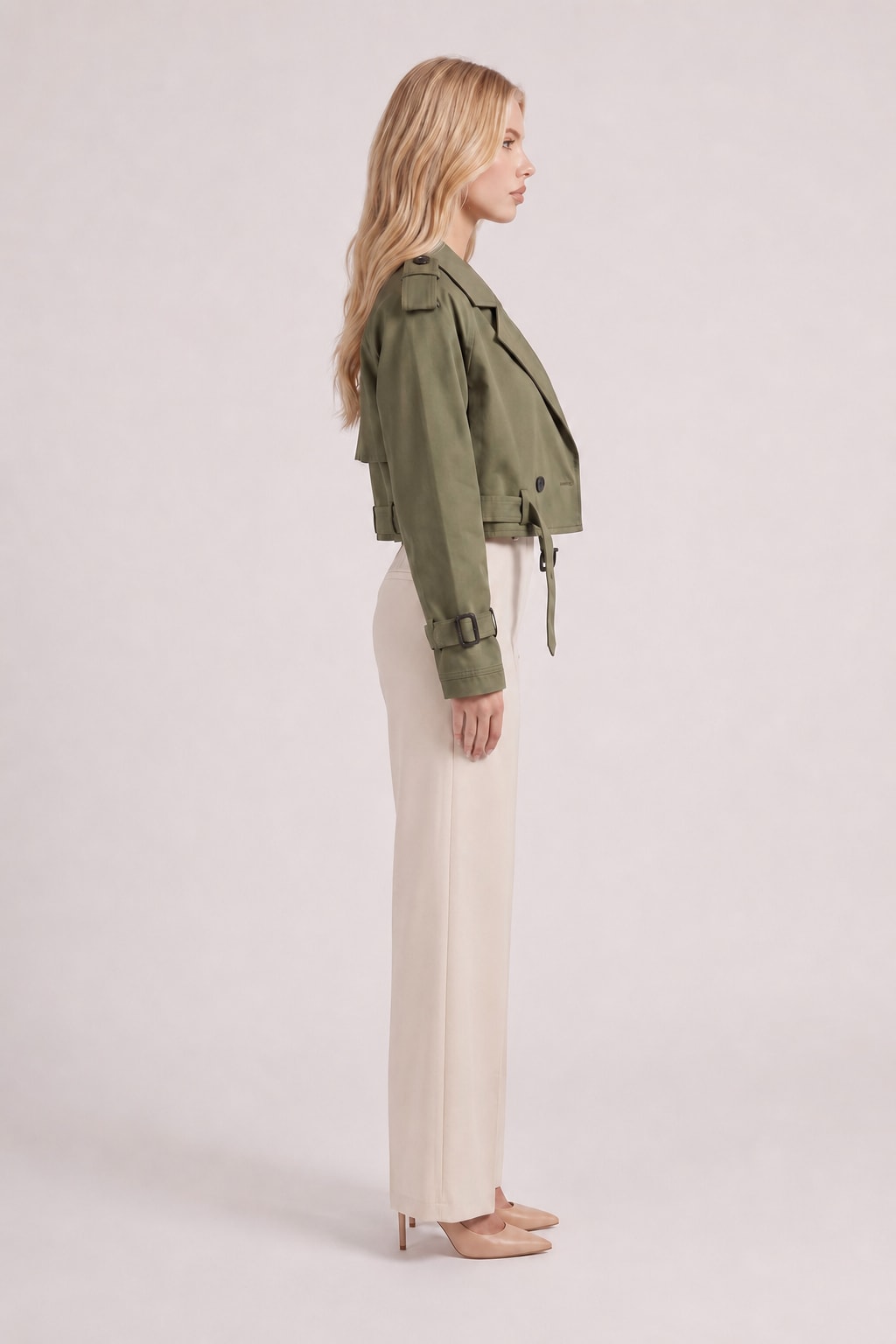 Belted Utility Trench Coat With Epaulette Shoulders - 5