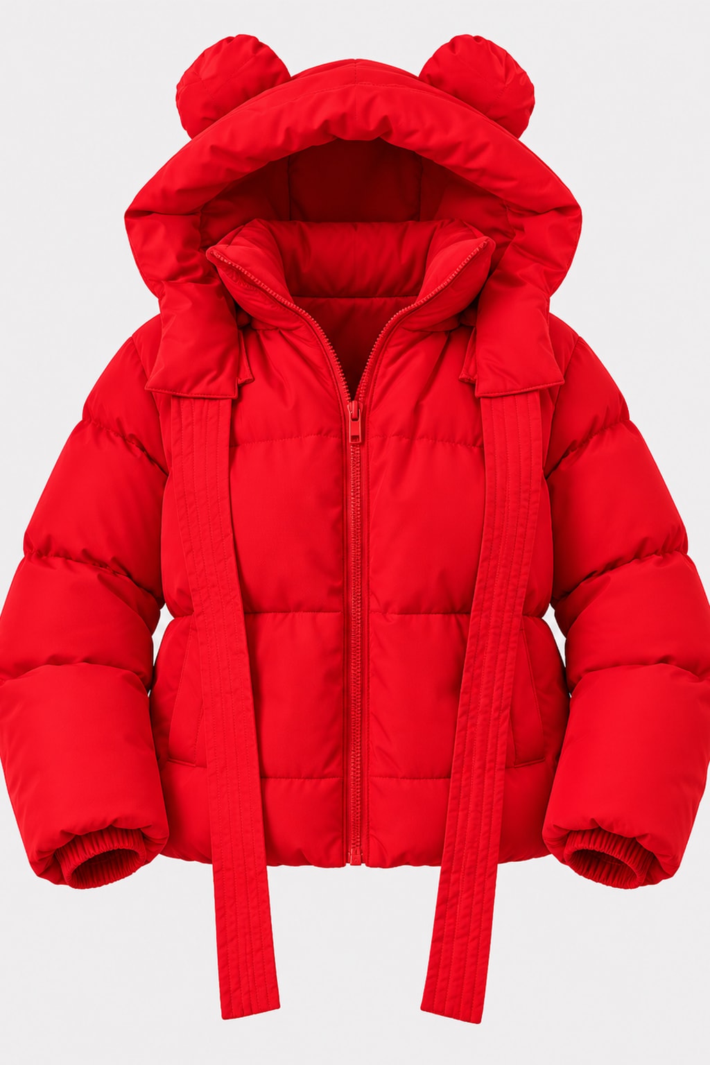 Polyester Women Coat Hooded Zip Pockets - 2