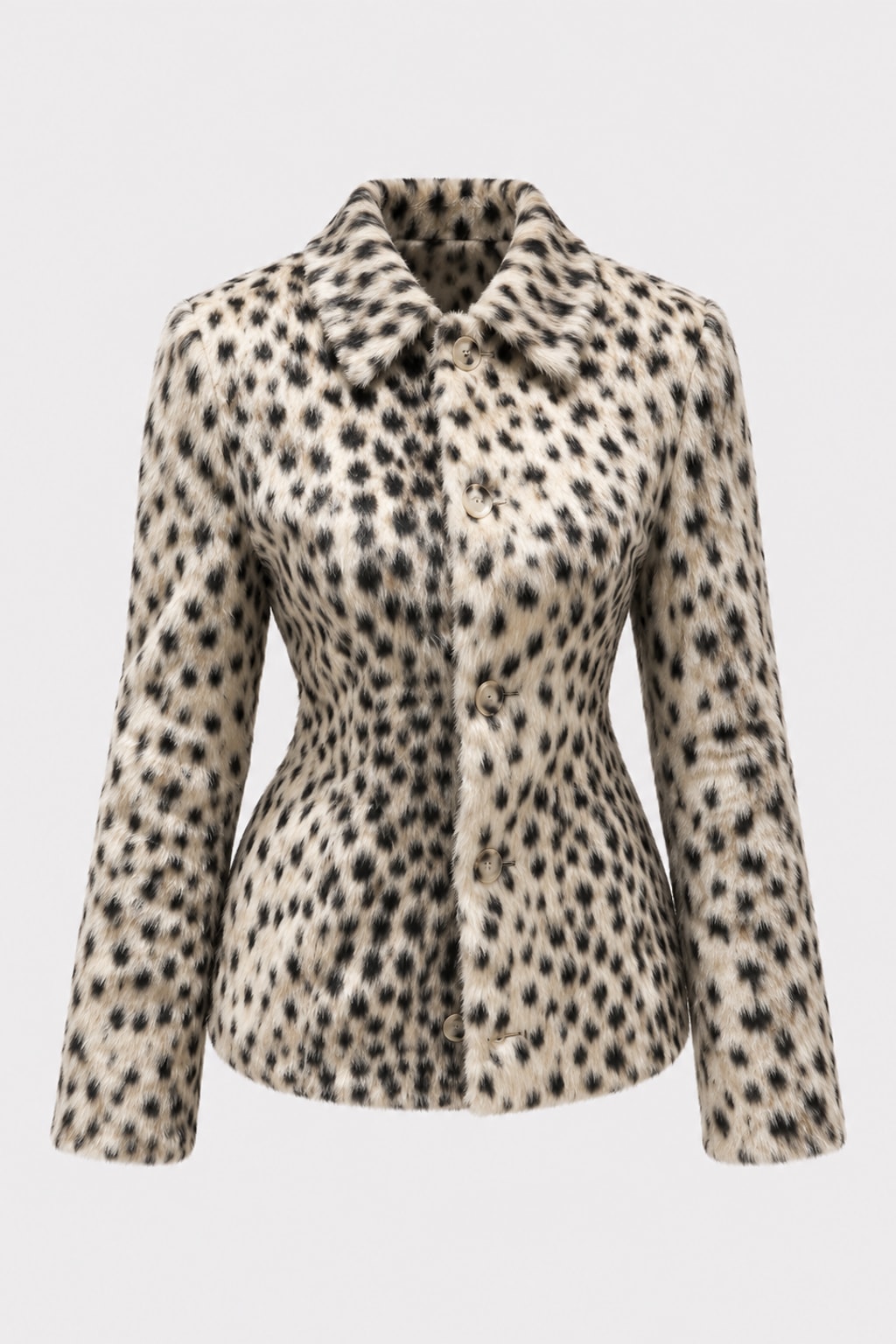 Polyester Jacket Faux Fur Collar Cropped Coat - 1