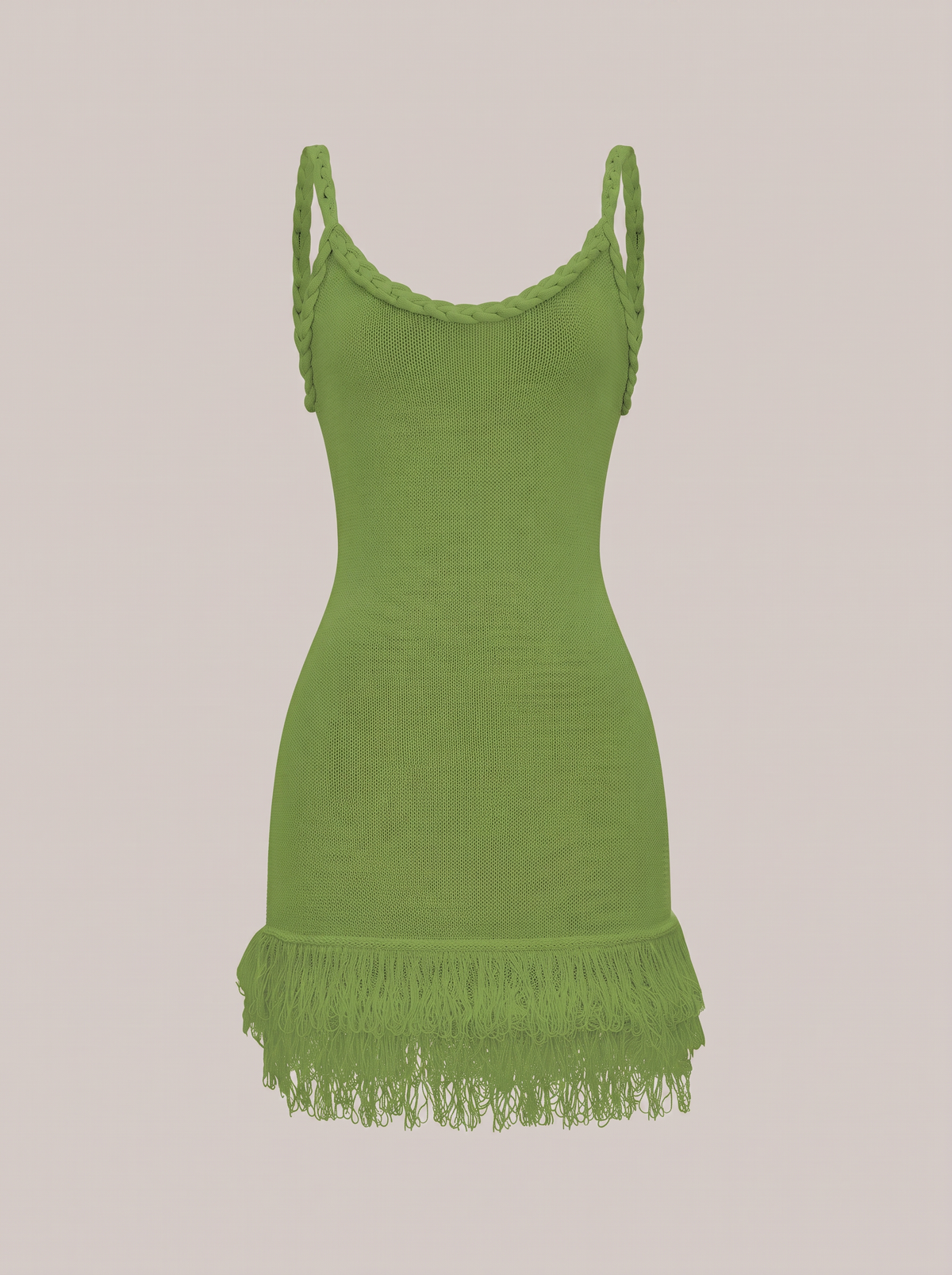 Fringe Hem Open Knit Backless Mini Dress - view 9
