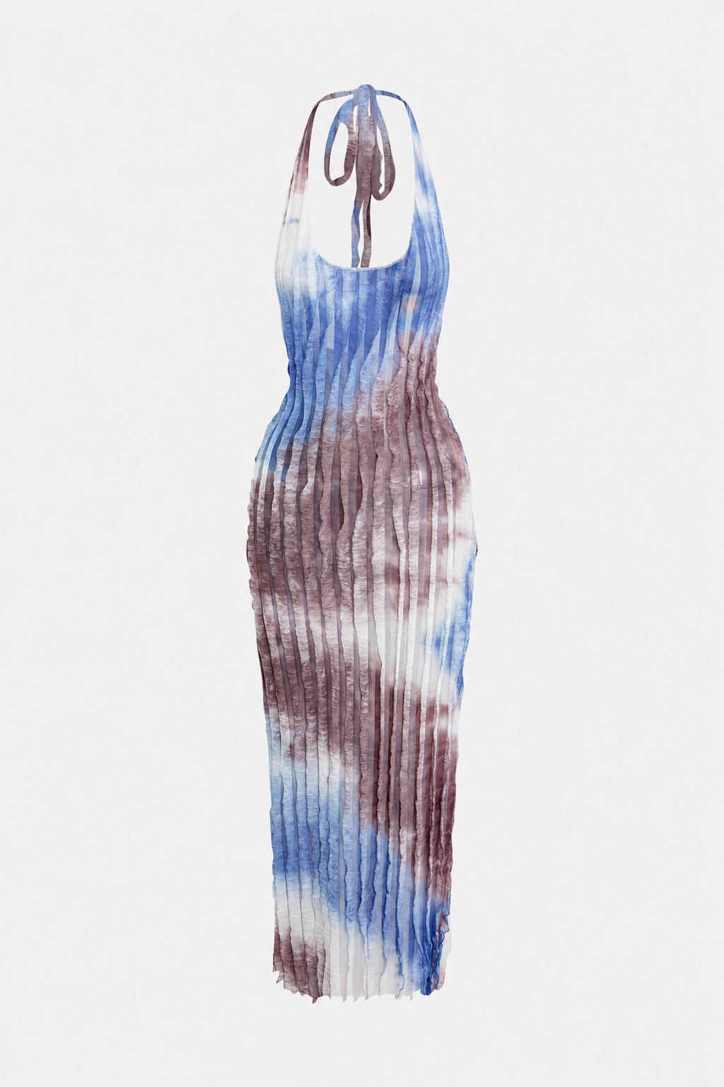 Ruffle Mesh Halter Maxi Dress - view 9
