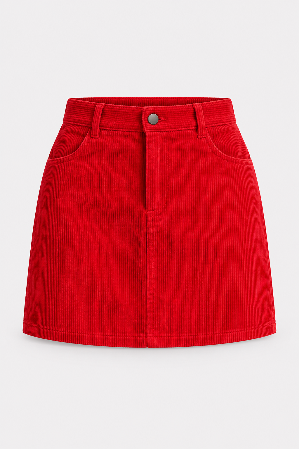 Corduroy Mini Skirt With A-Line Cut - 6