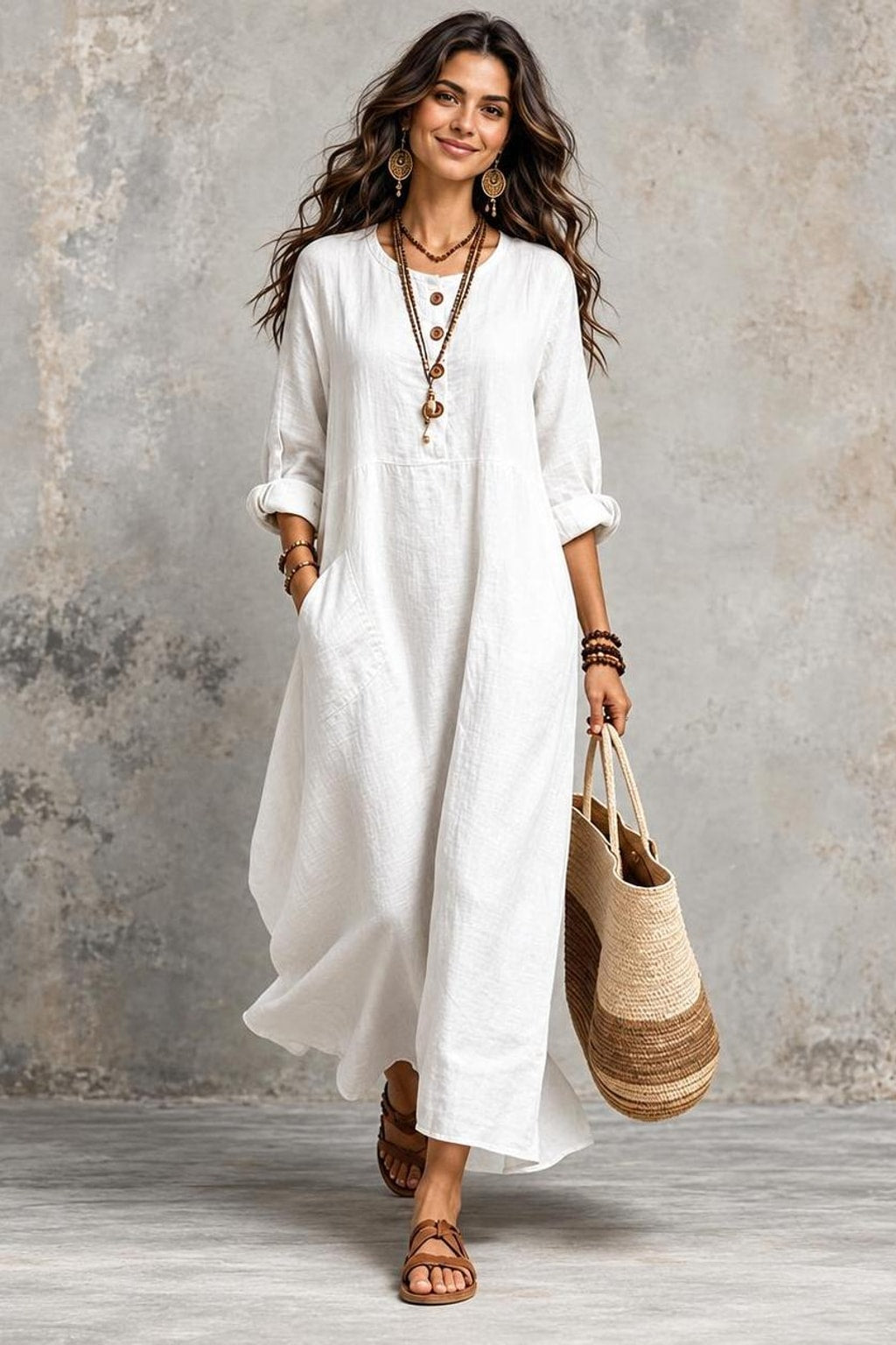Polyester Sleeveless Pocketed Maxi Dress - 2