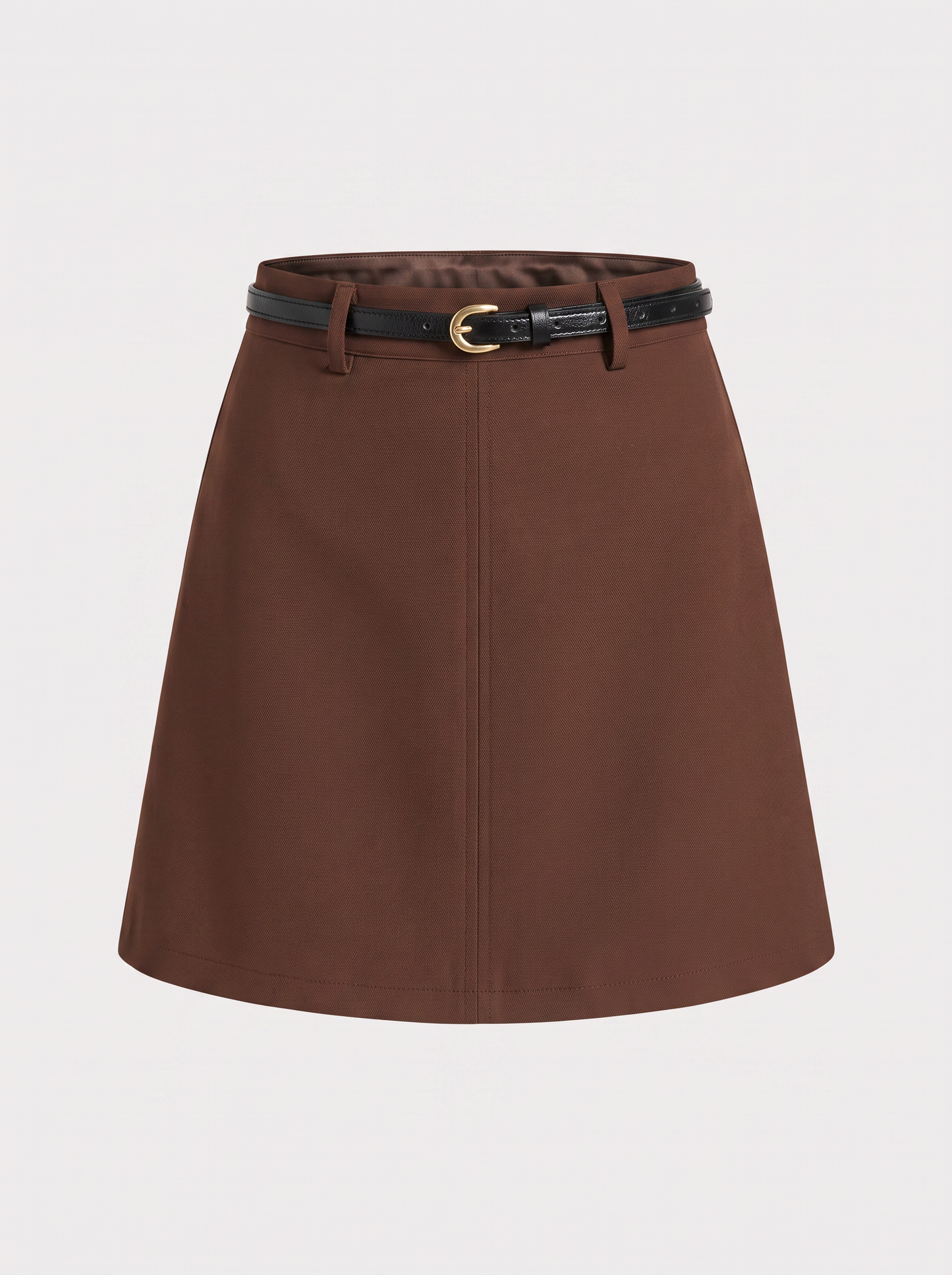Woven mini skort with slim belt - view 8