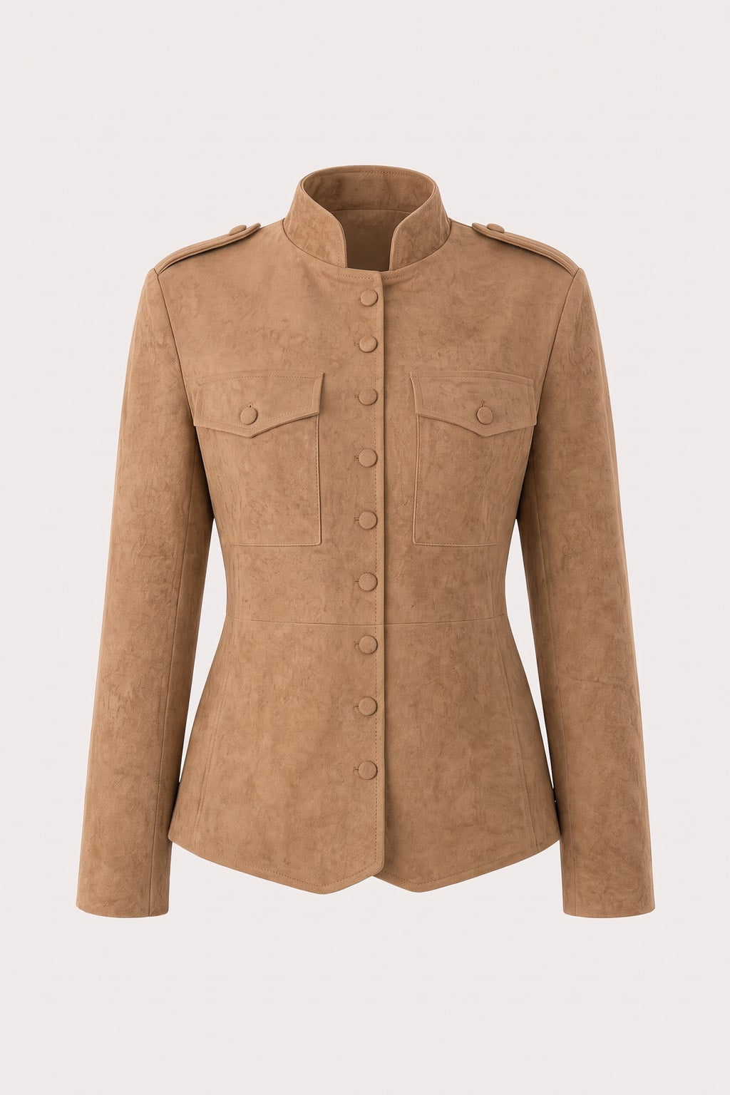 Polyester Single Breasted Jacket With Pockets - 1