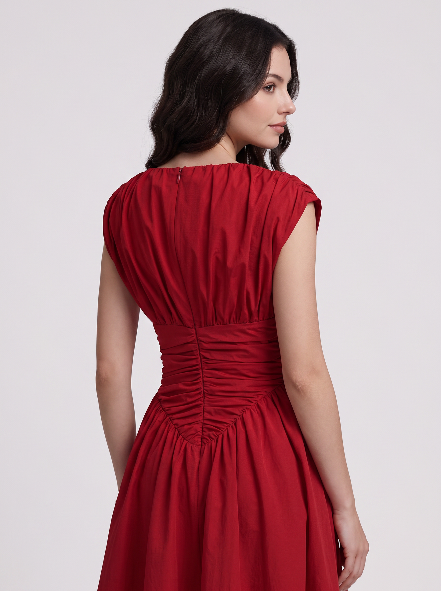 Ruched Maxi Dress in Red - view 5