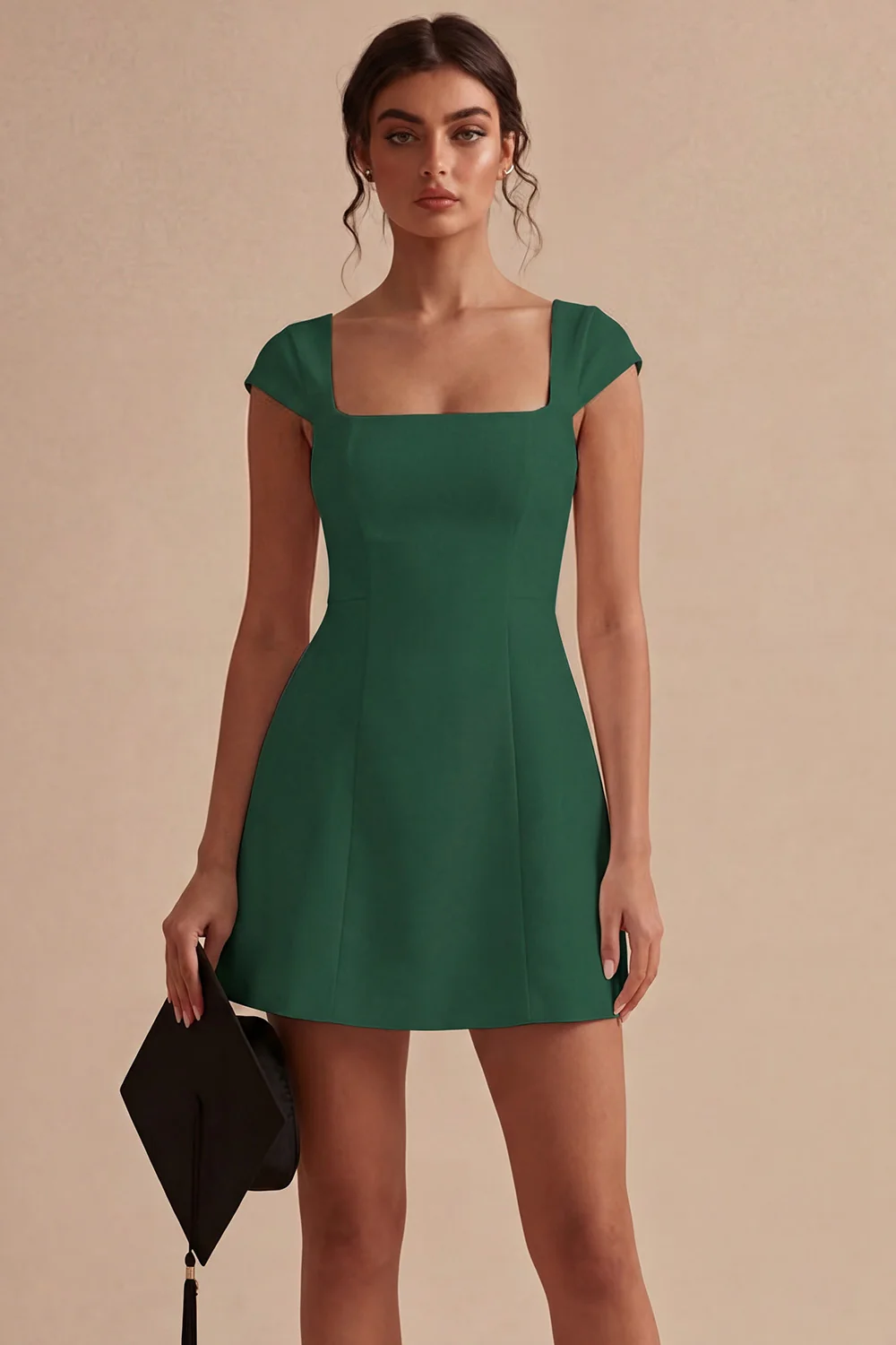 White satin A-line cap sleeve dress - view 8