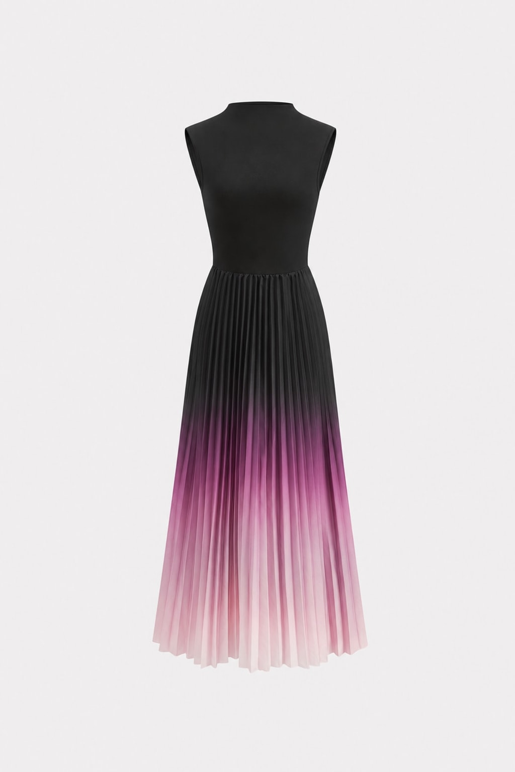 Purple Jersey Pleated Gradient Midi Dress - 1