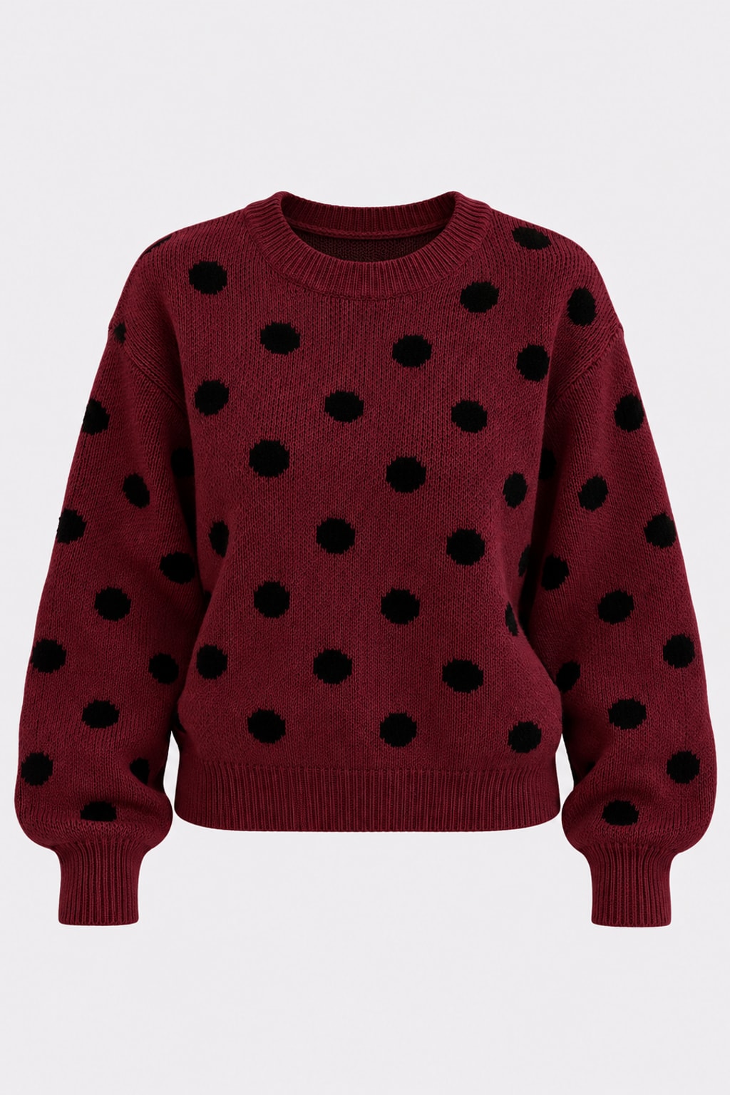 Acrylic Sweater Polka Dot Knit Pullover - 11