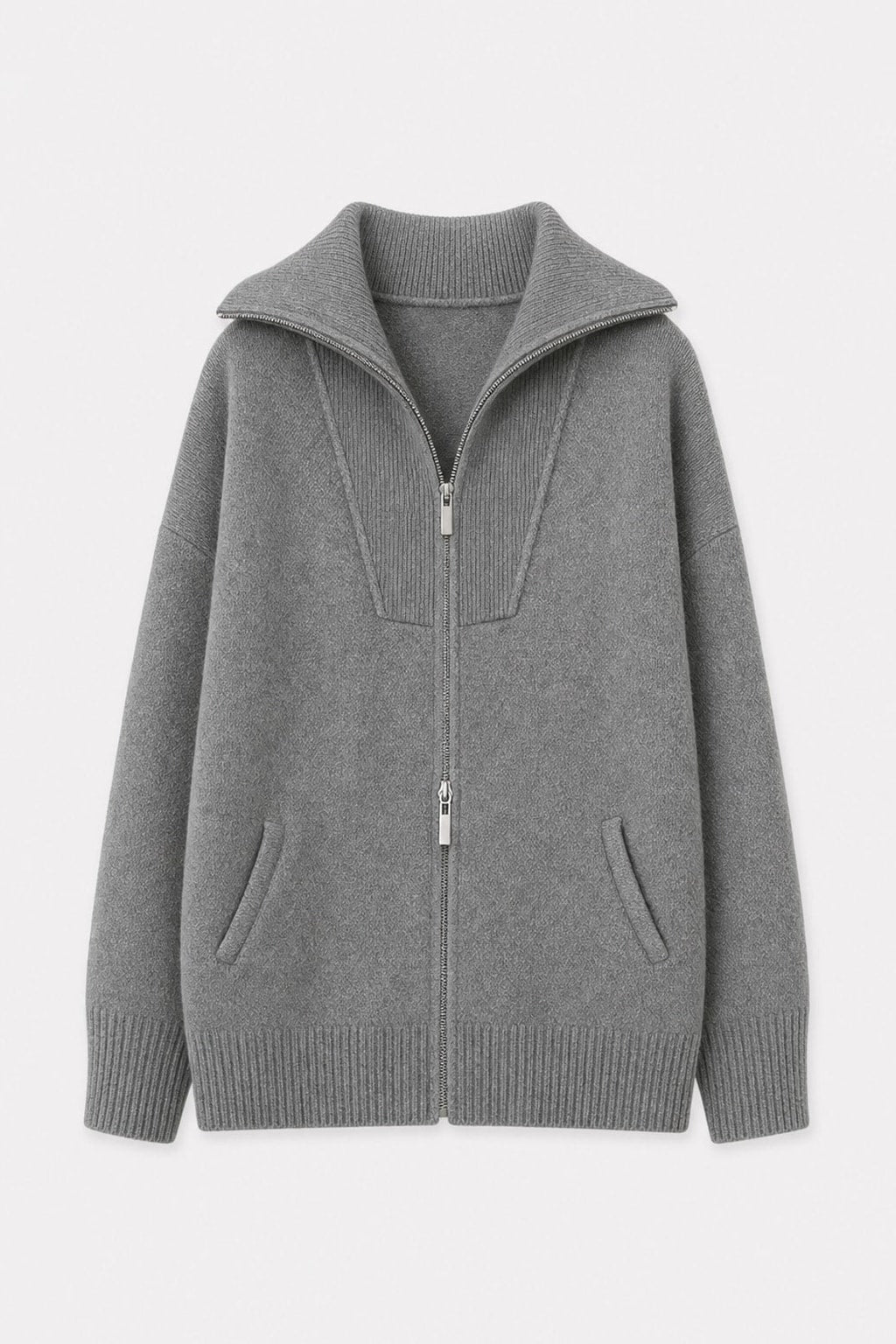 Knit Cardigan Oversized Open Collar - 1
