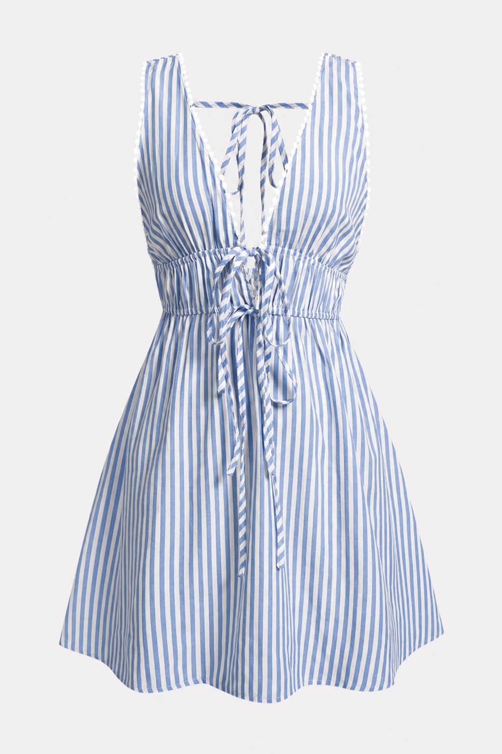 Striped Tie-Front Mini Dress - 1