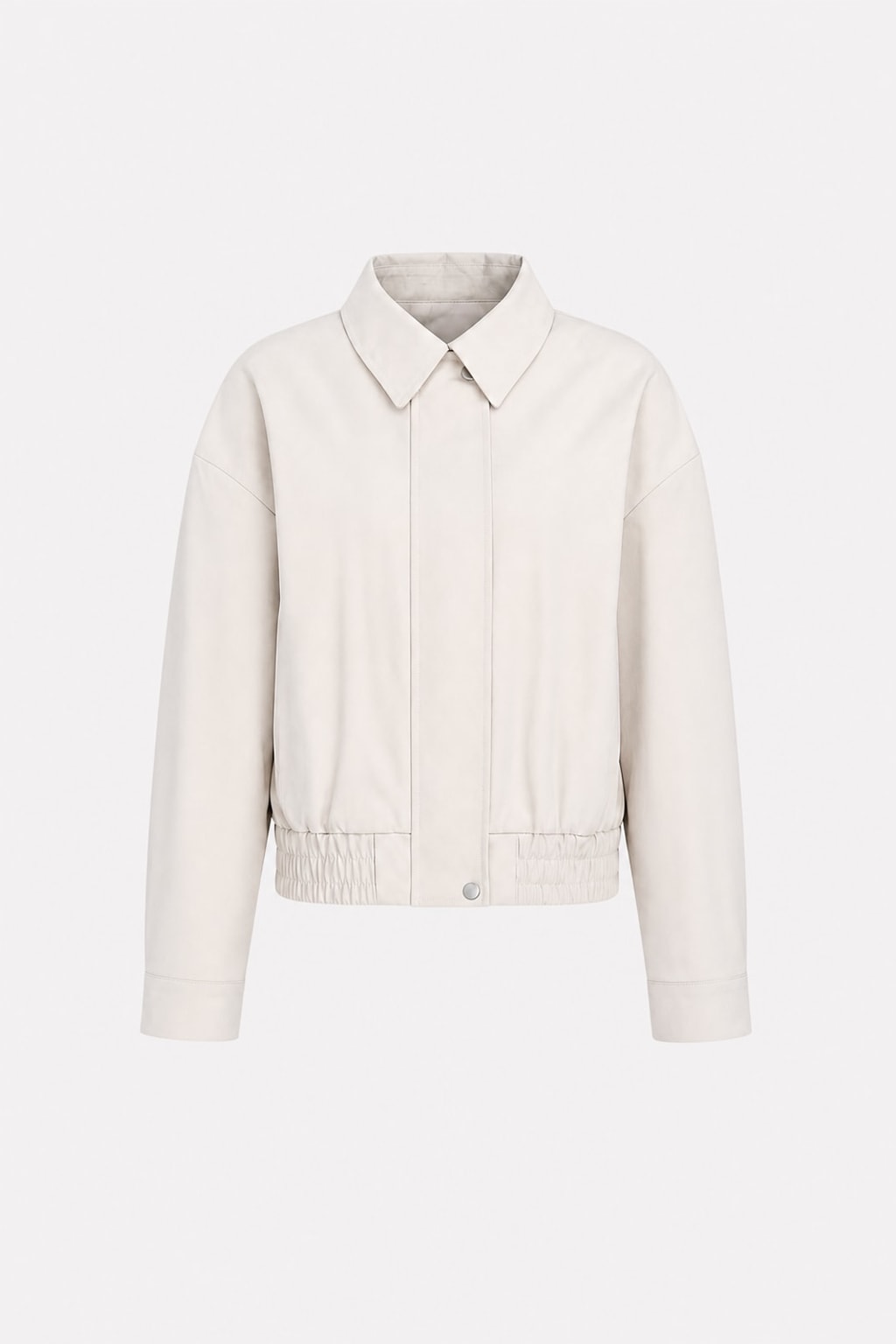 Off White Polyester Zip Pocket Jacket - 1