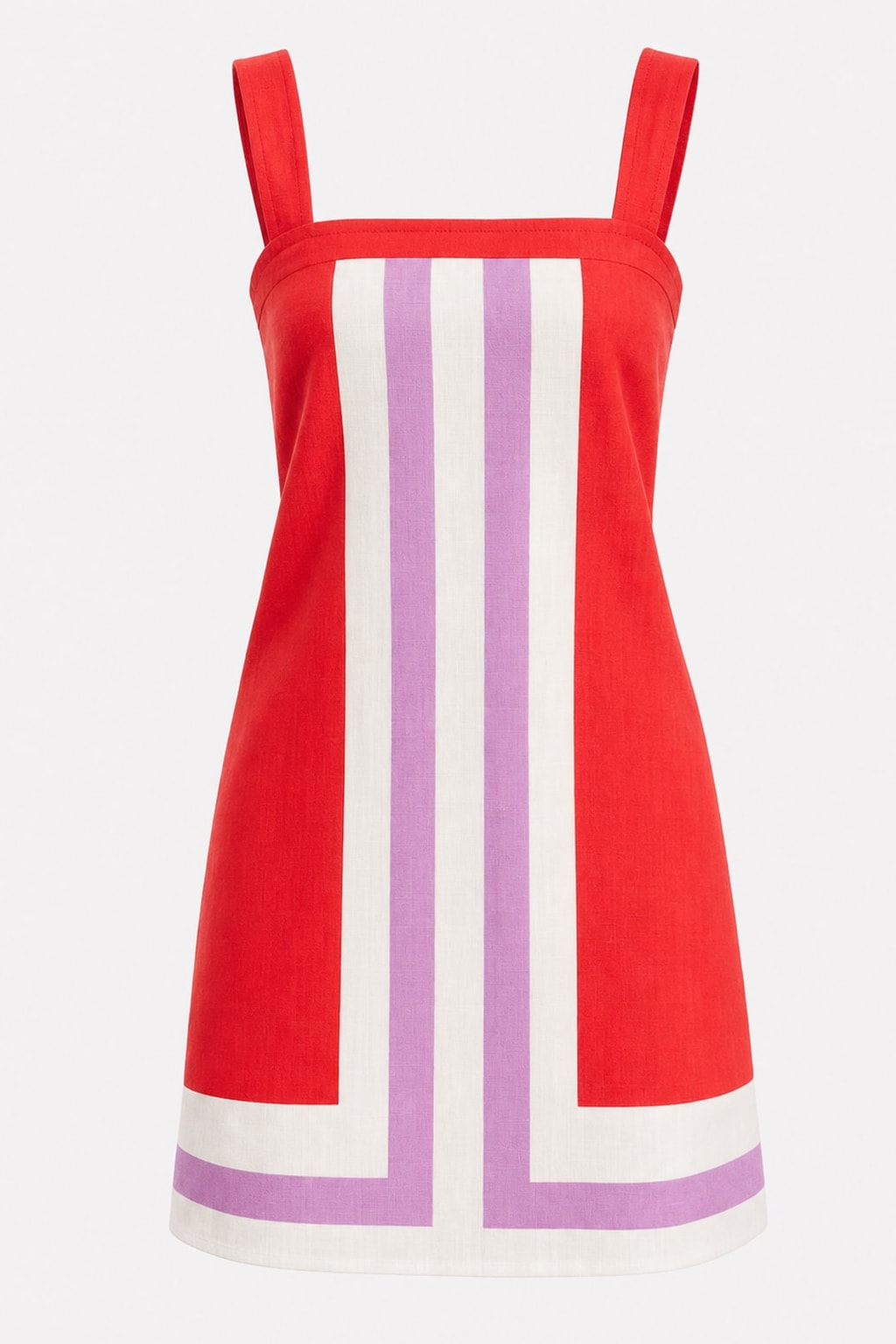 Linen Blend Square Neck Mini Dress - 1