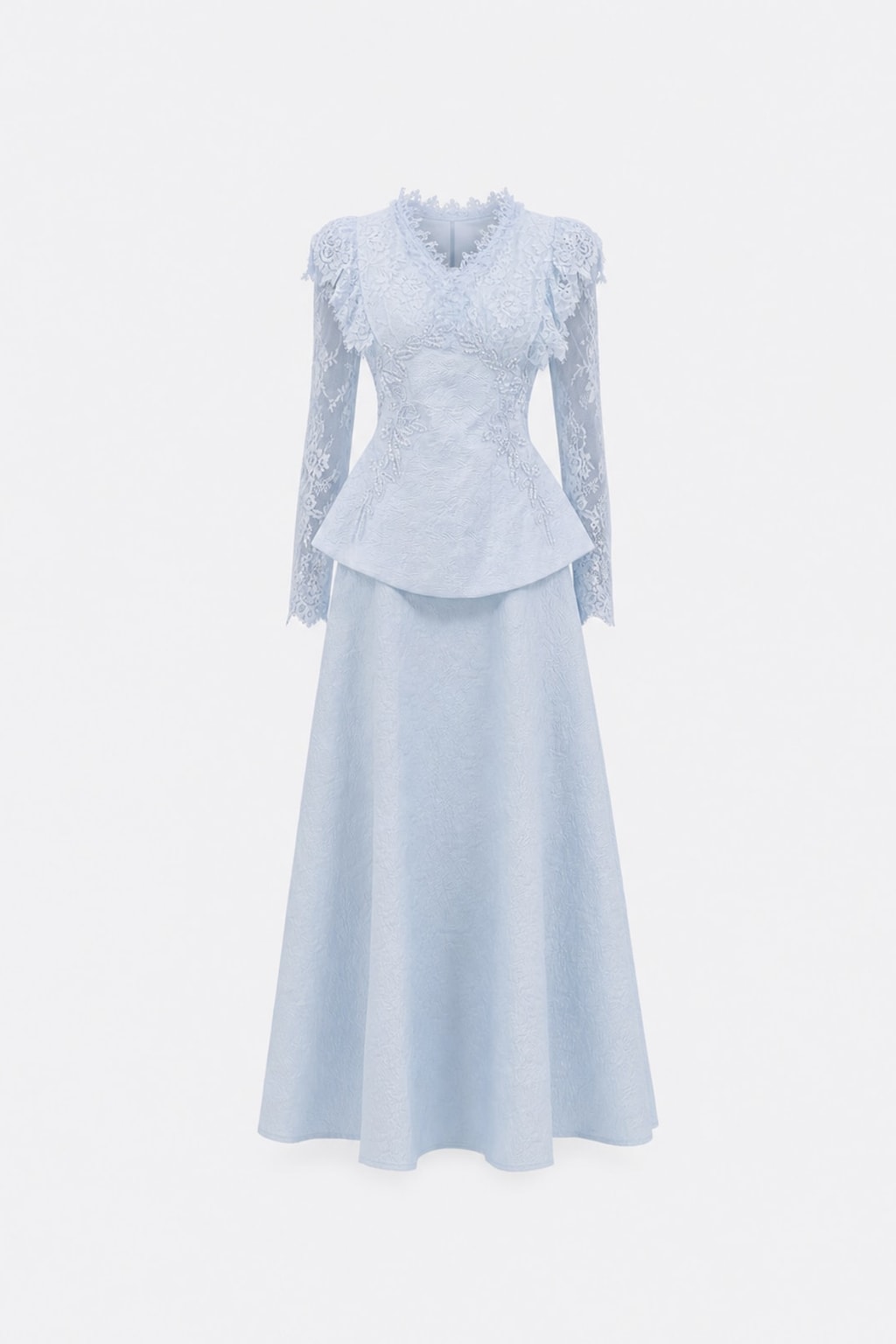 Terylene Beaded Embroidery Jacket And Skirt Set - 1