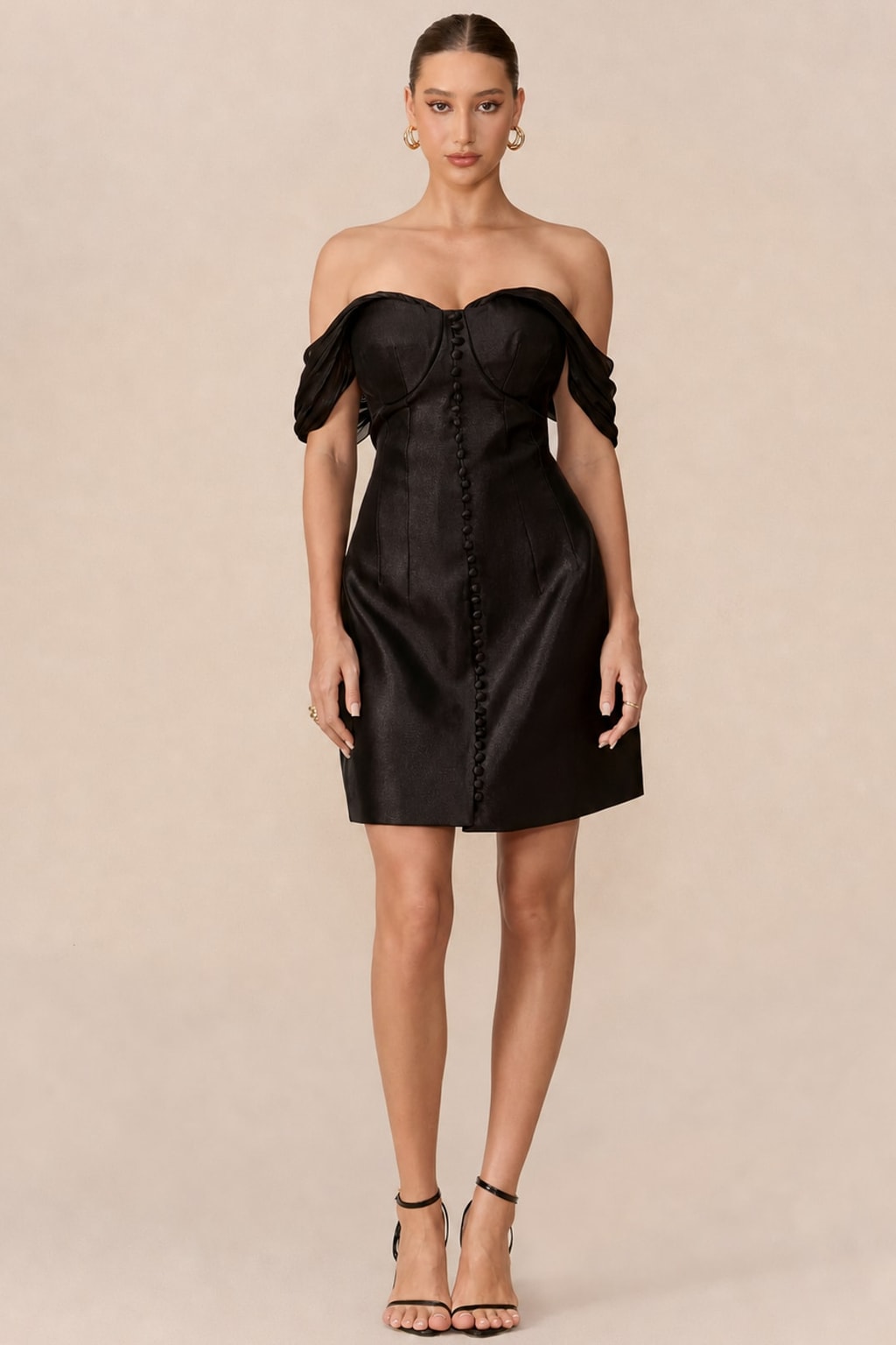 Satin Corset Mini Dress With Off-Shoulder Neckline - 2