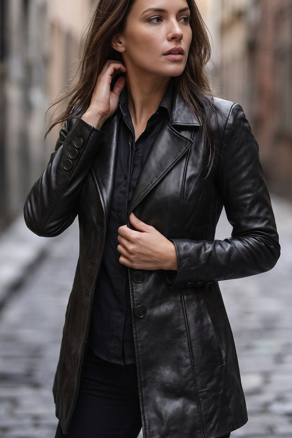 Tailored Mid-Length Coat Slim A-Line Silhouette - 3