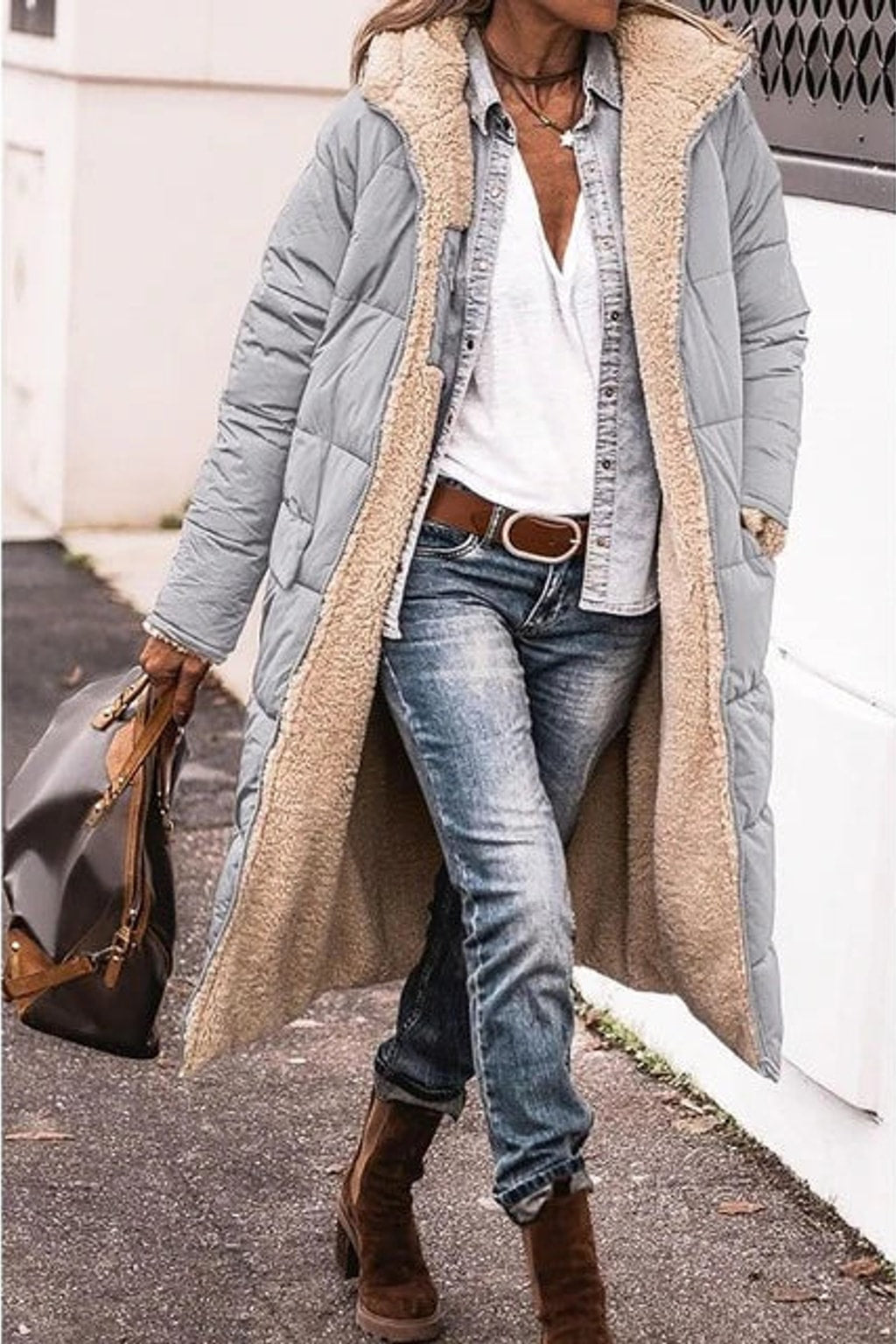 Reversible Down-Filled Long Hooded Winter Coat - 13