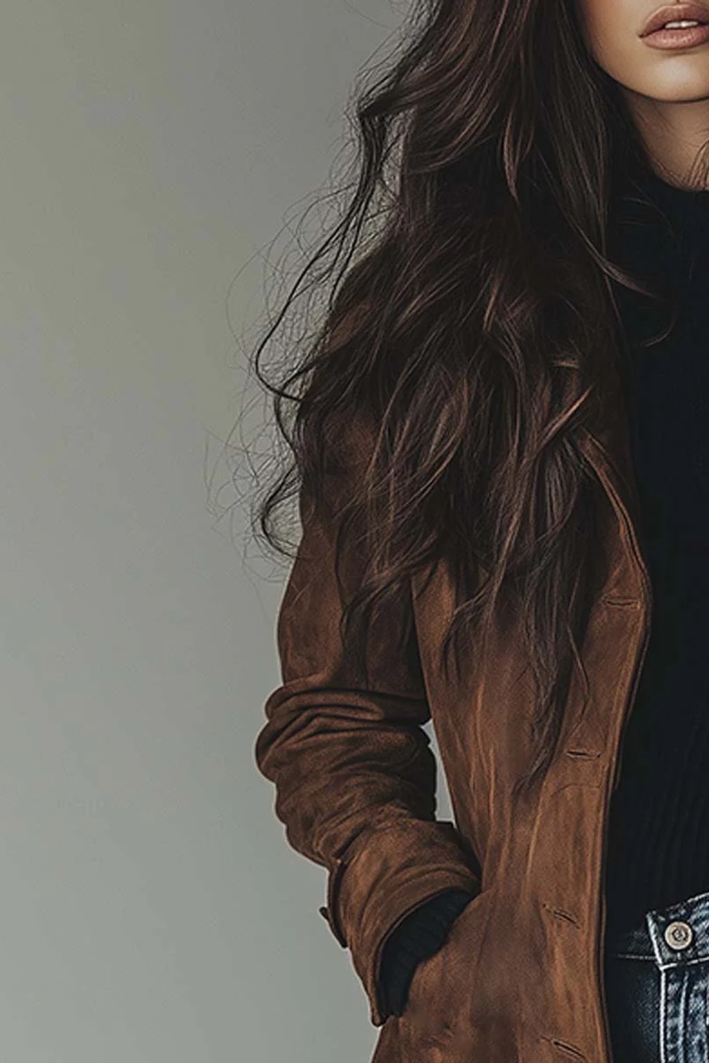 Faux Suede Longline Trench Coat - 6