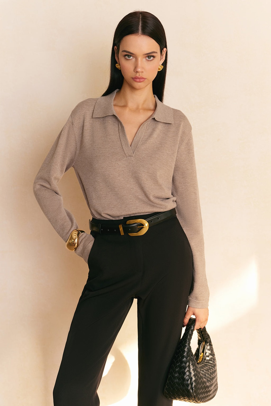 Knit Collared Pullover Sweater - 2