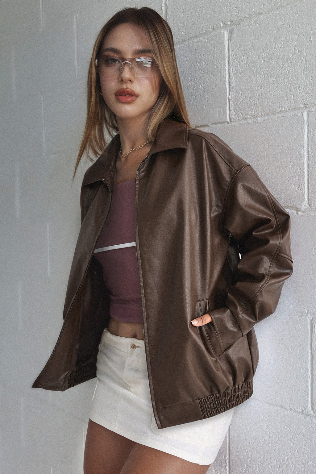Leather Oversized Biker Effortless Jacket - 2