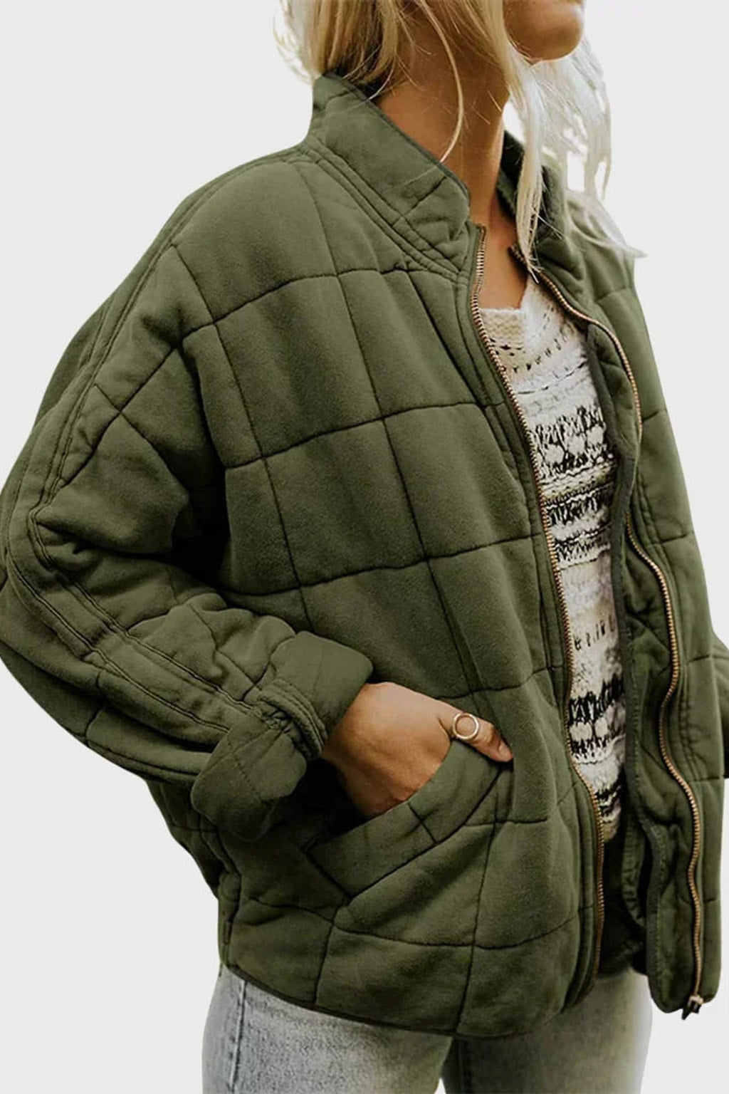 Quilted Cozy Puffer Jacket With Funnel Neck - 2