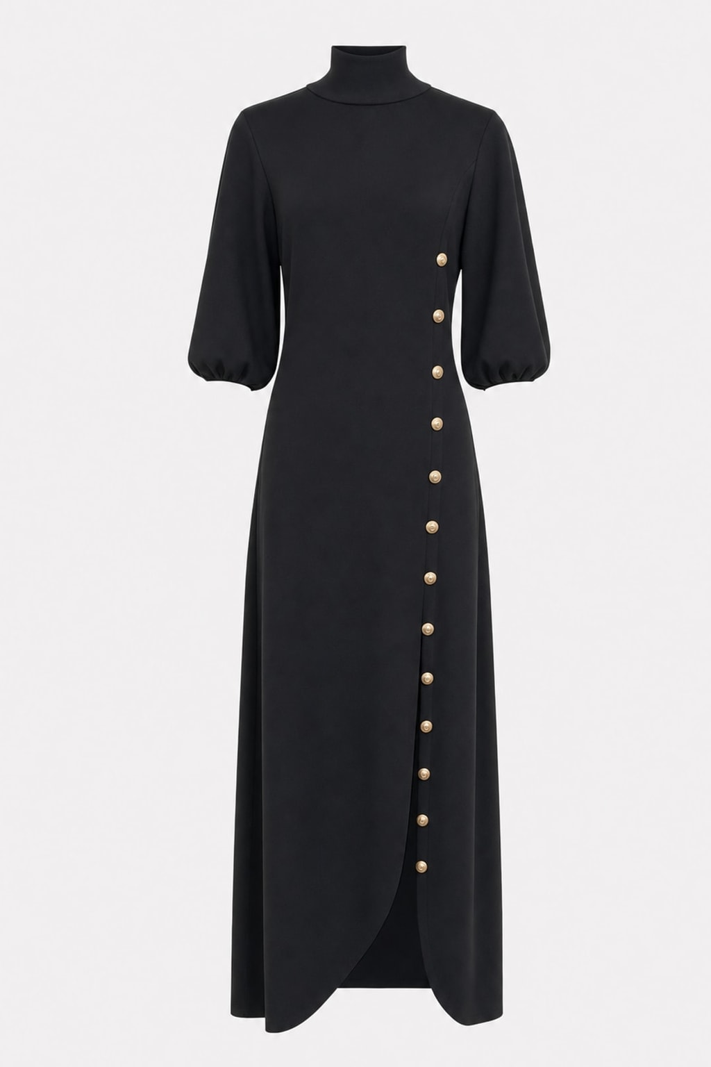 Elegant Cotton Blend Puff-Sleeve Maxi Dress - 1