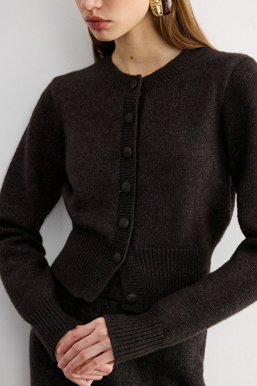 Slim-Fit Grey Knit Cardigan And Mini Skirt Set - 5