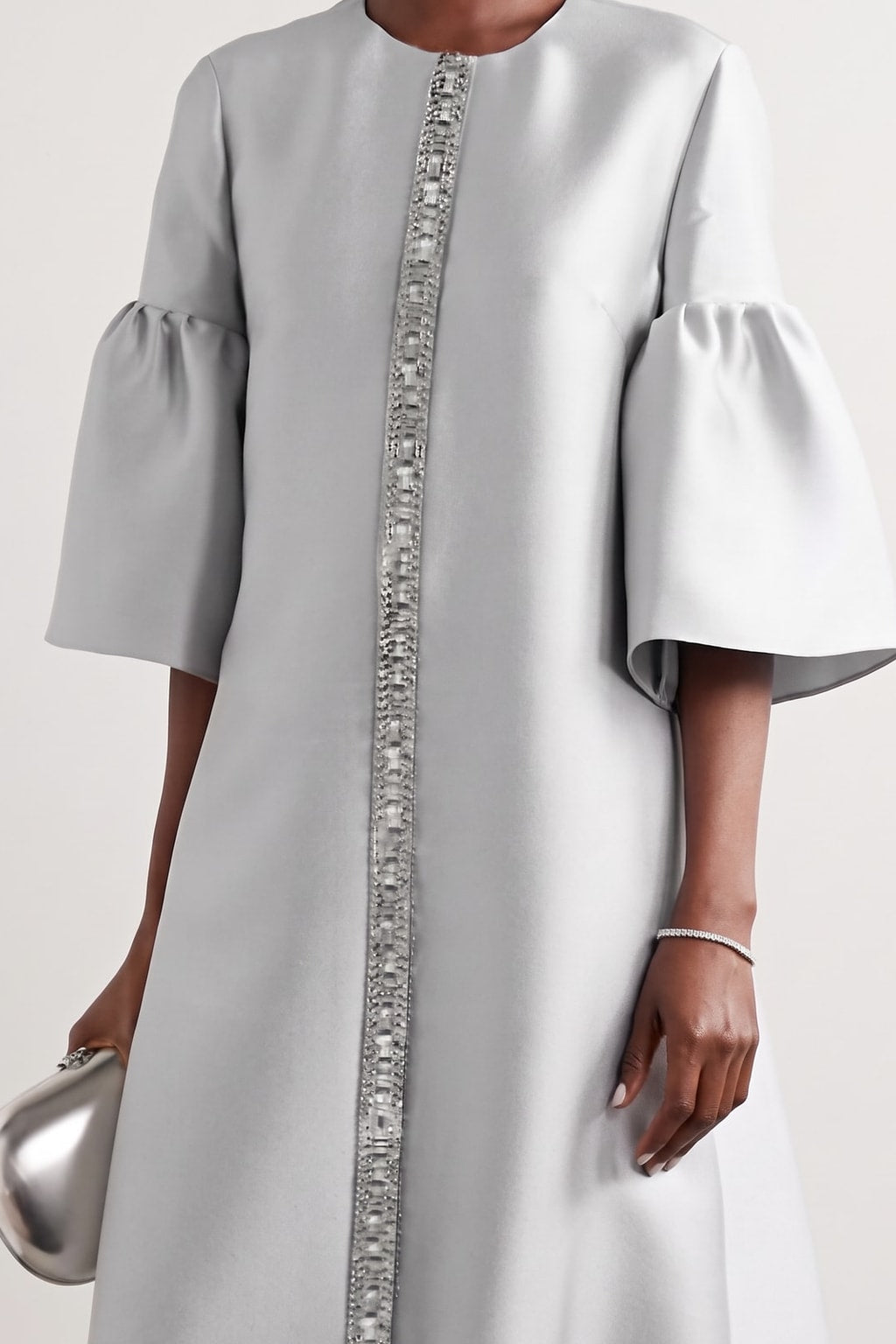 Elegant Polyester Midi Dress With Flared Sleeves - 3