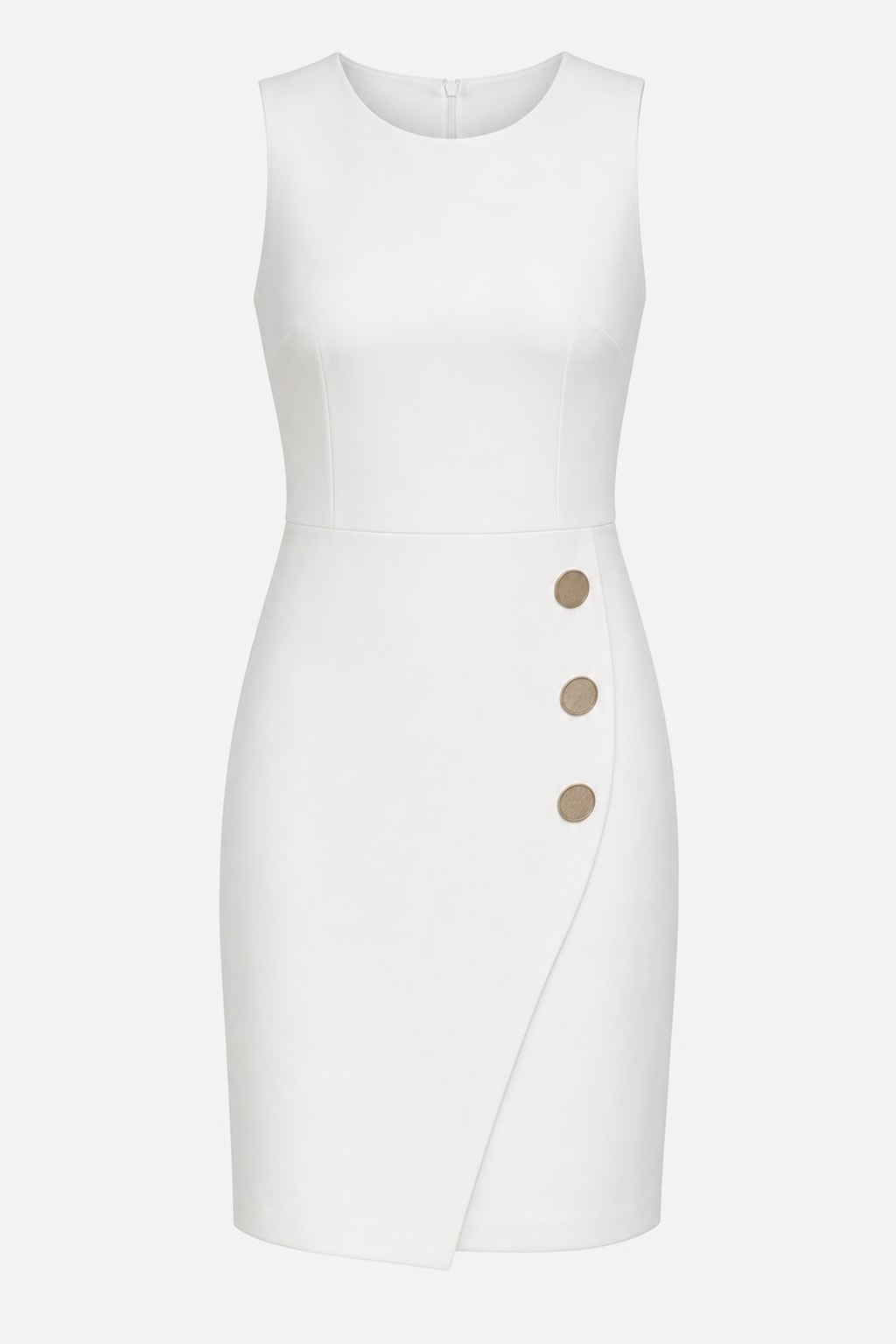 Chic Polyester Button-Front Pencil Mini Dress - 1