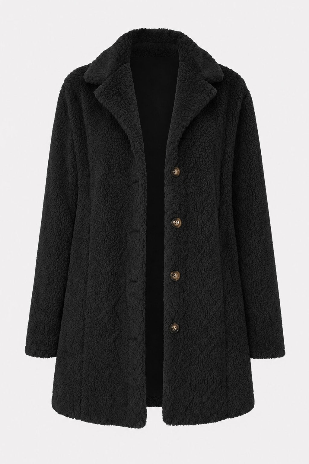 Textured Button Front Coat With Cozy Relaxed Fit - 1