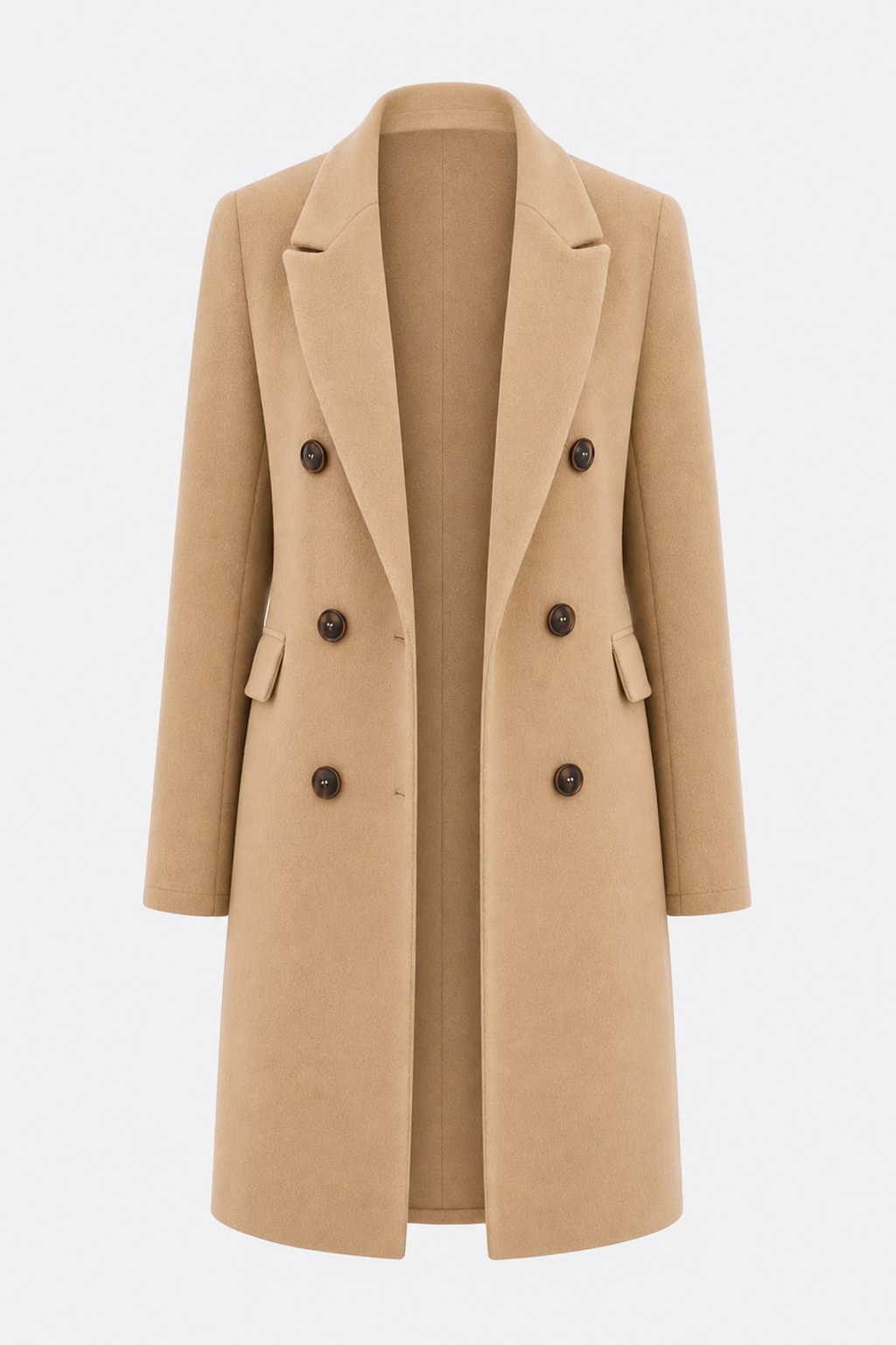Elegant Mid-Length Double-Breasted Coat With Tailored Waist Fit - 1