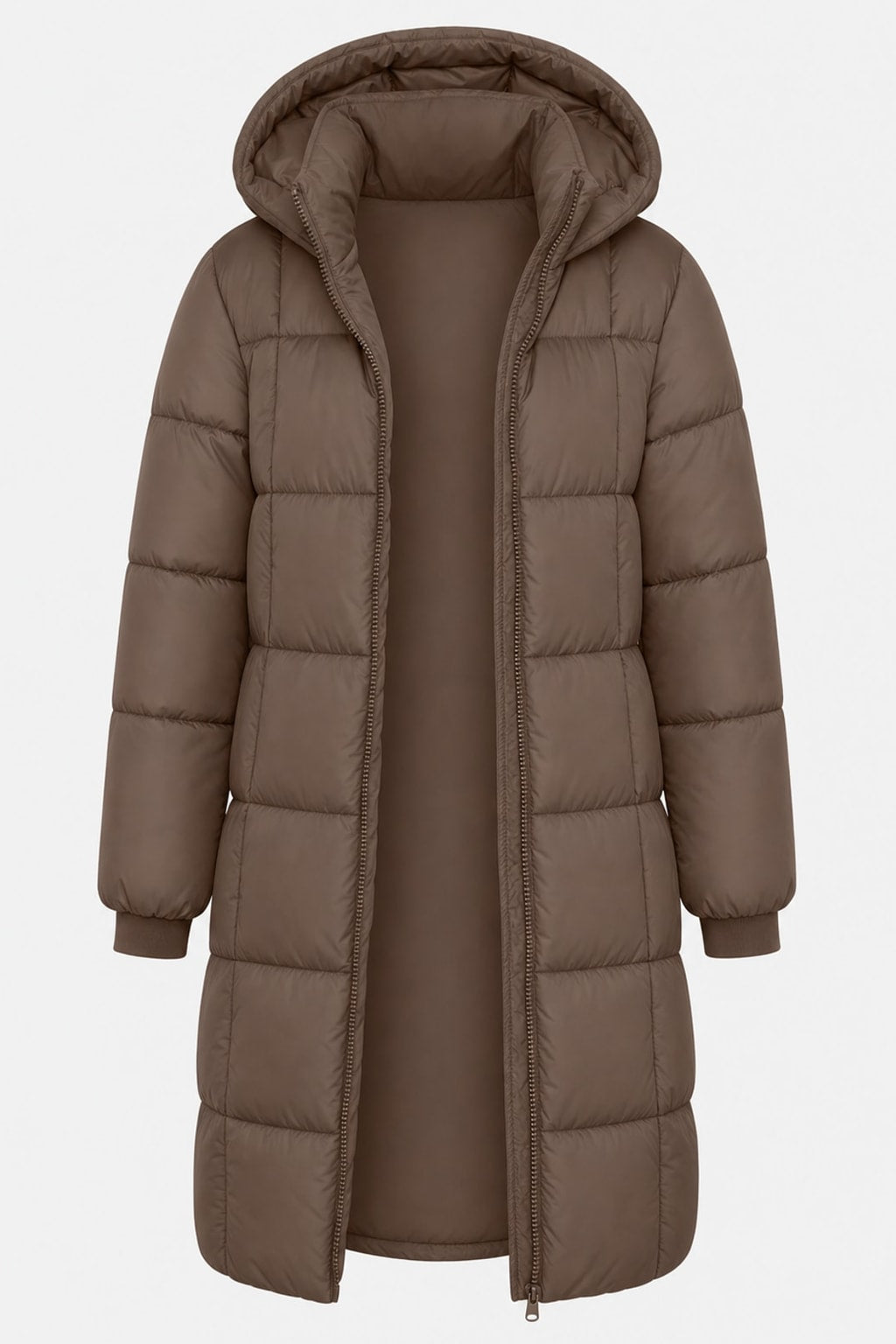 Longline Puffer Coat Hooded Warm Winter Jacket - 1