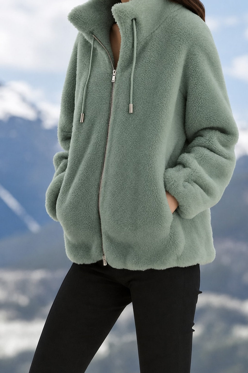 Full-Zip Cozy Coat With Soft Warmth & Side Pockets - 2