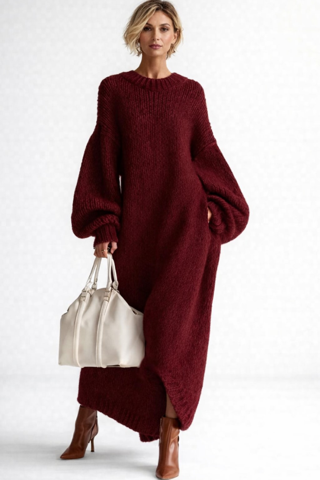 Textured Oversized Maxi Dress - 5