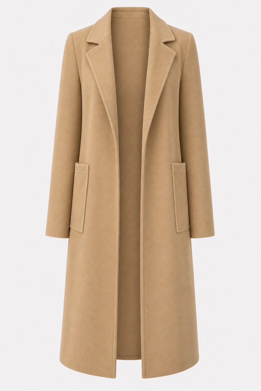 Warm Tailored Belted Long Coat With Adjustable Waist Tie - 1