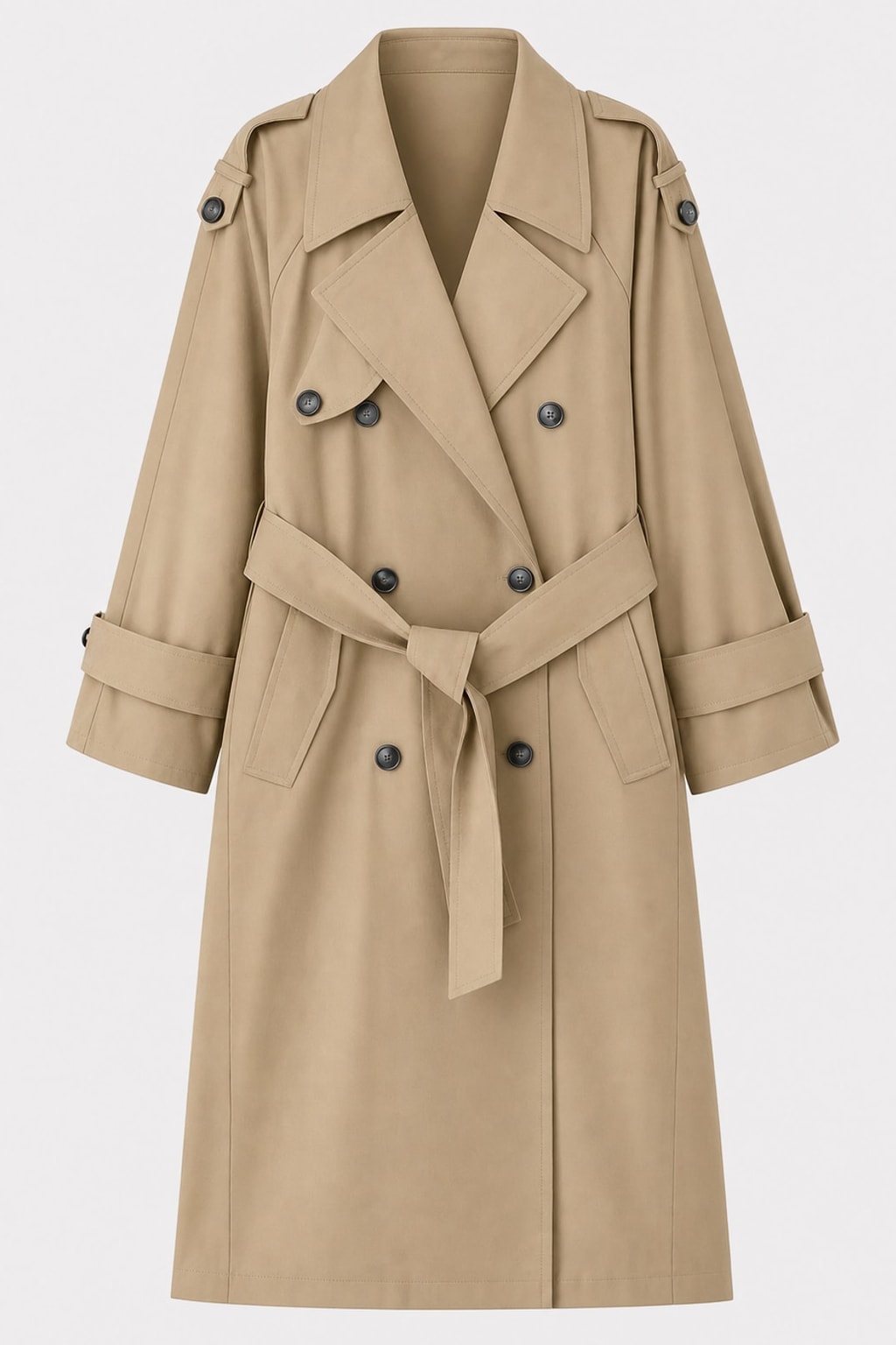 Cozy Polyester Trench Coat with Oversized Fit - 1