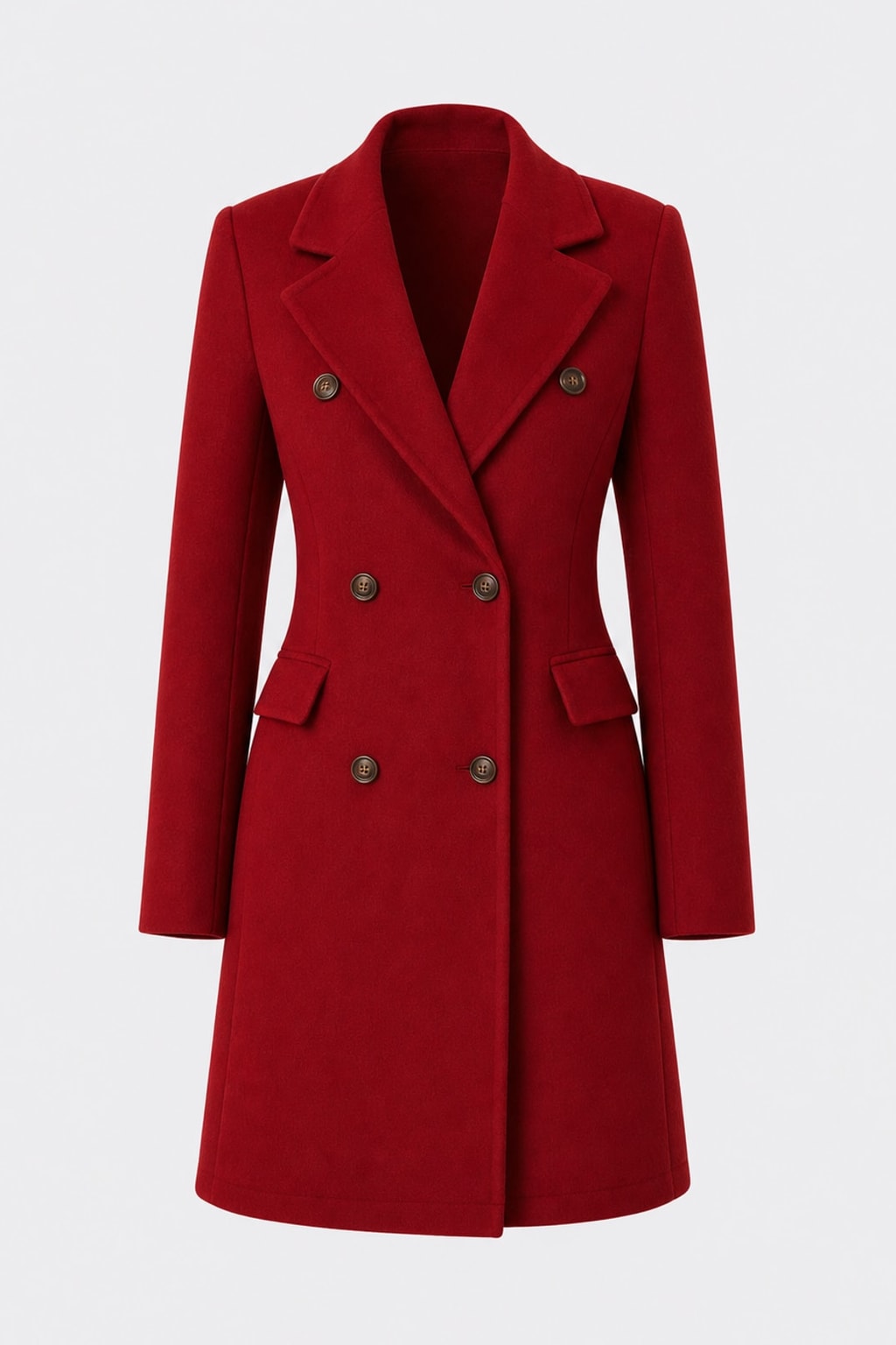 Elegant Notch Lapel Tailored Double Breasted Coat - 1