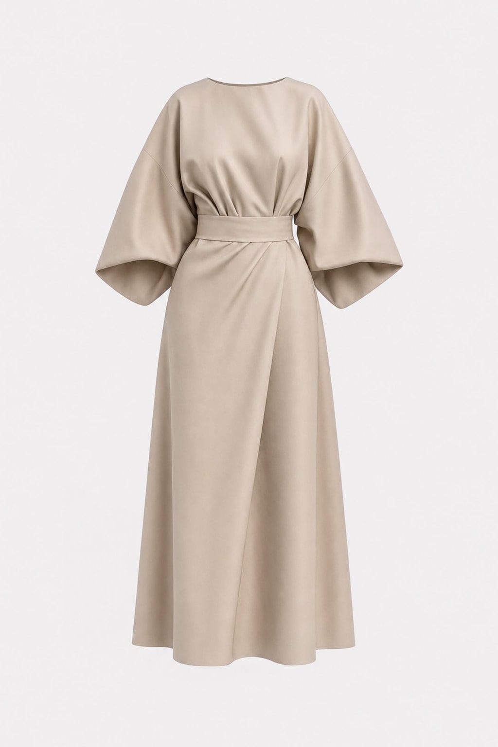 Batwing Sleeve Dress With Cinched Waist - 1