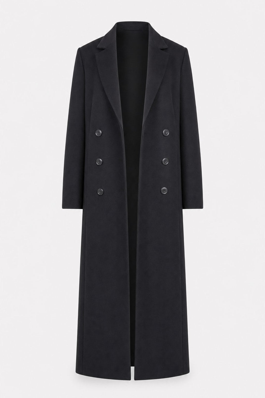 Warm Wool Blend Long Coat Double Breasted Tailored Fit - 1