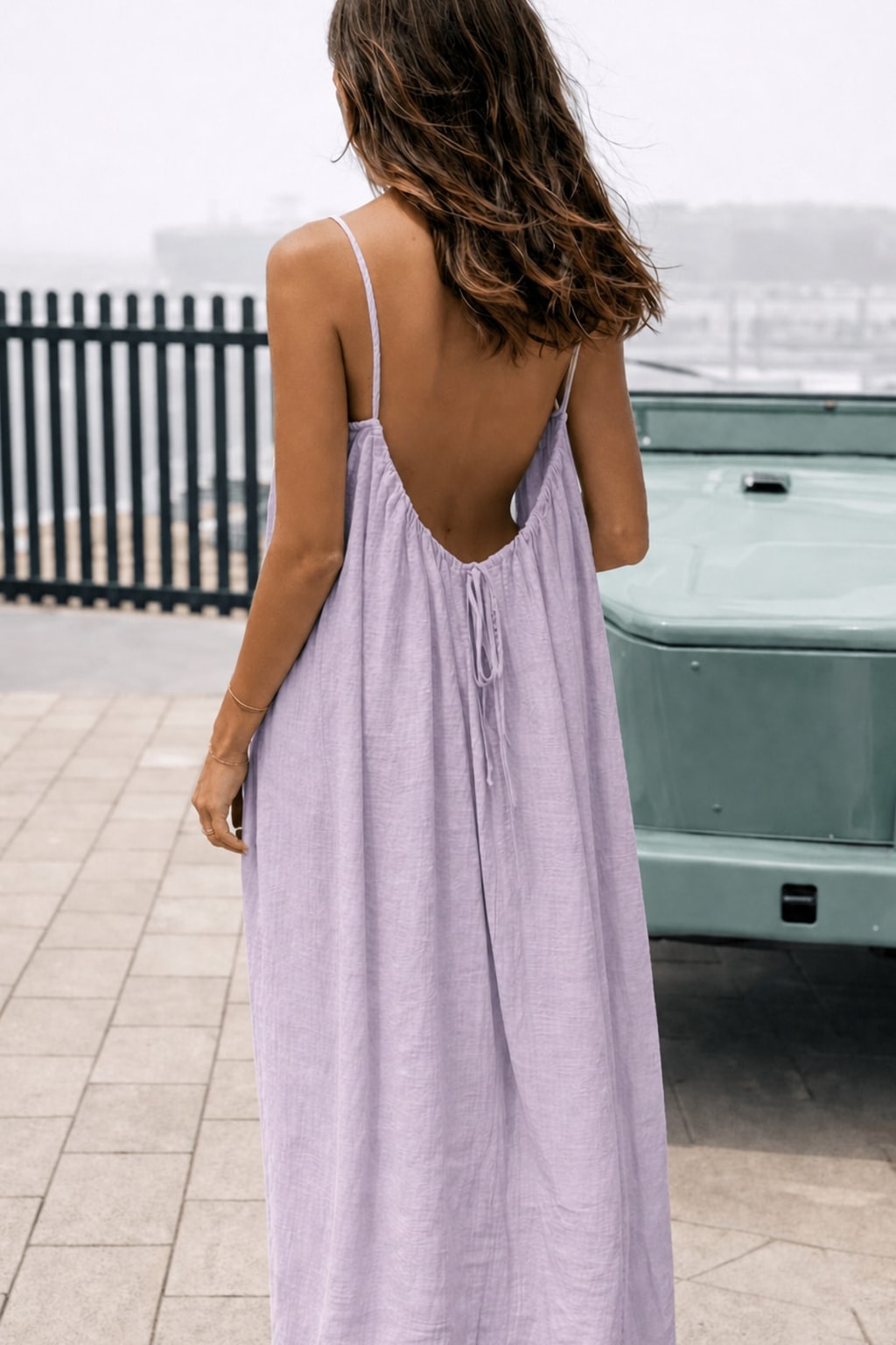 Flowy Maxi Dress with Adjustable Open Back - 9