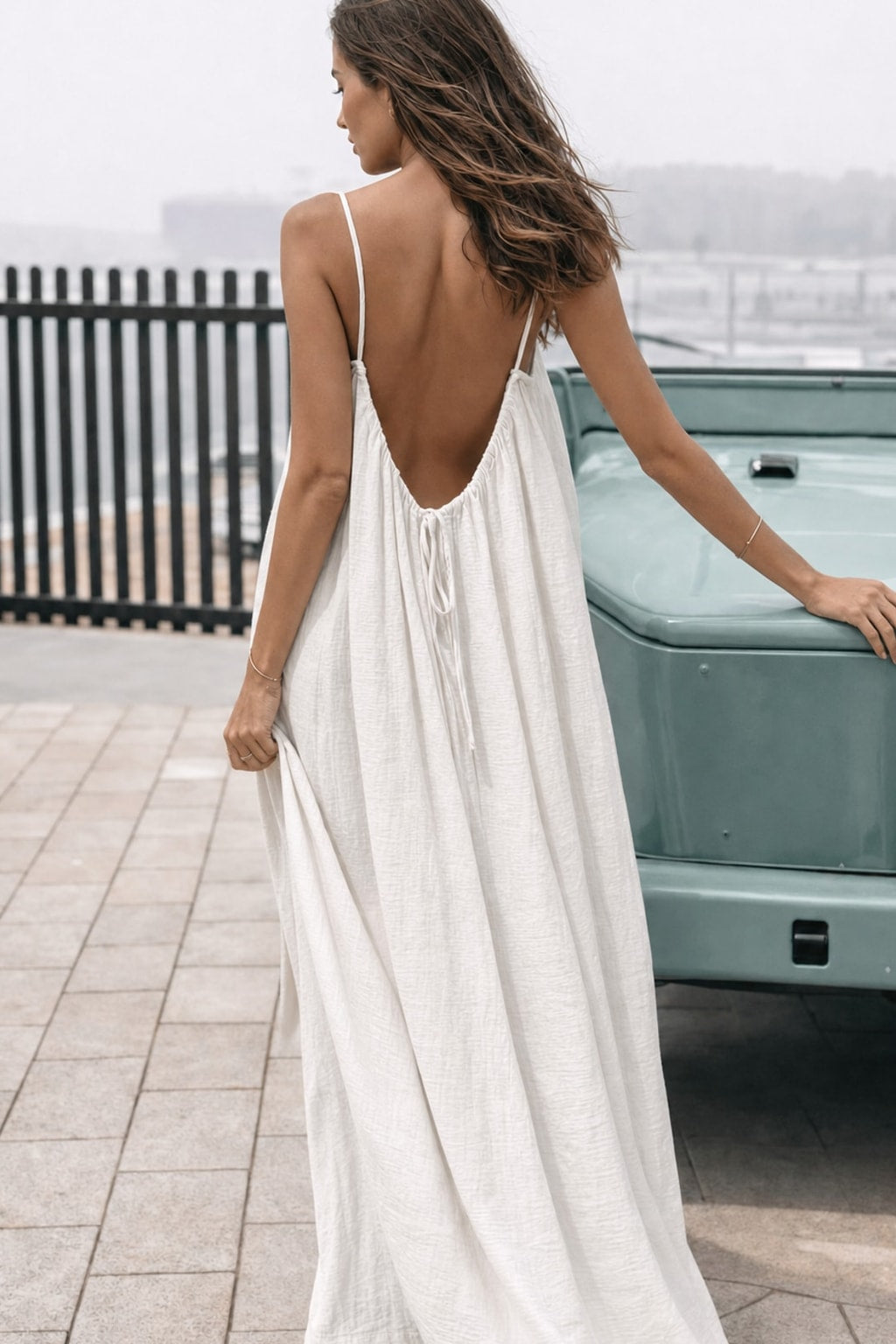 Flowy Maxi Dress with Adjustable Open Back - 7