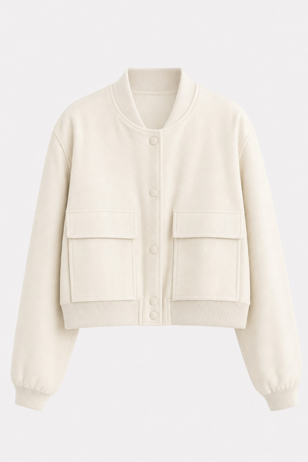 Modern Woven Bomber Jacket with Rib-Knit Trim - 1