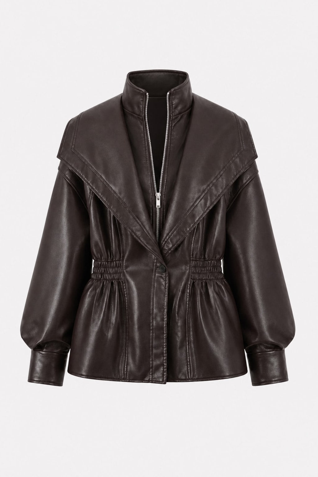 Timeless Leather Moto Jacket With Notch Lapel - 1
