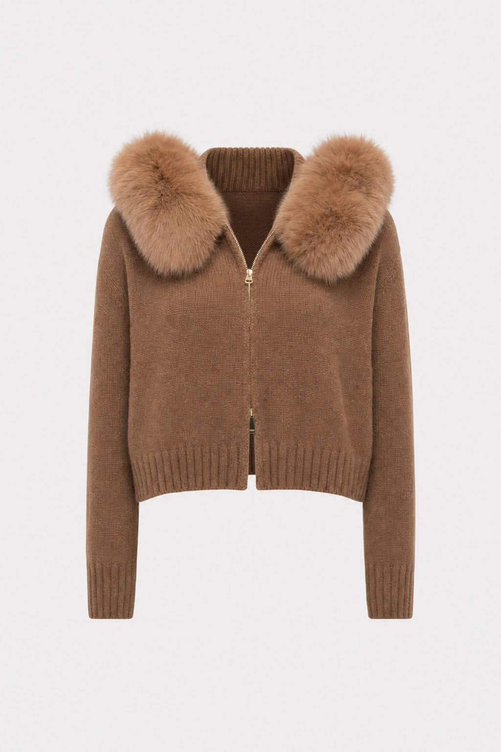 Relaxed Wool Jacket with Faux Fur-Lined Hood - 1