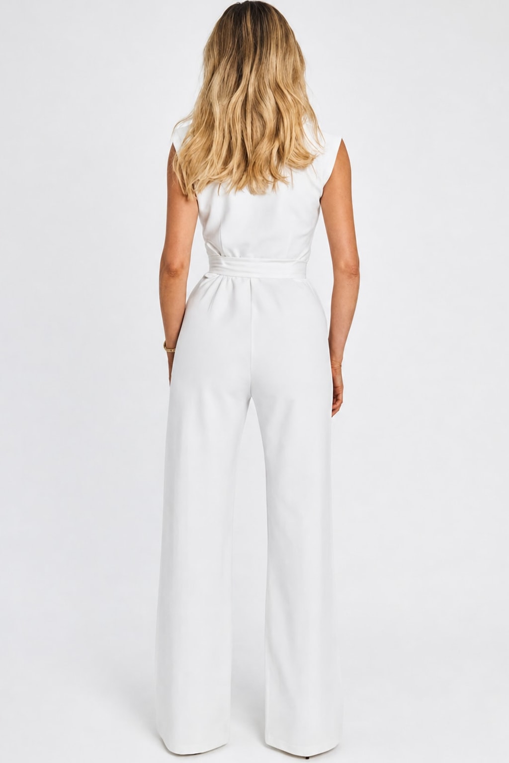 Sleeveless Wide-Leg Jumpsuit With Belted Waist - 7