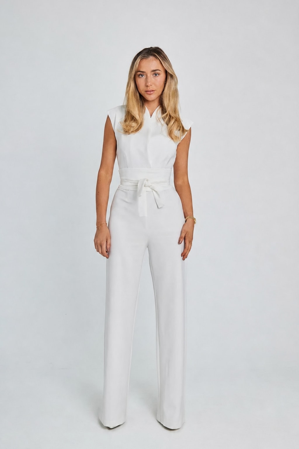 Sleeveless Wide-Leg Jumpsuit With Belted Waist - 5