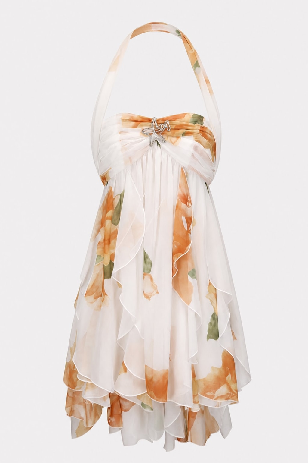 Effortless Floral Print Halter Neck Mini Dress - 1